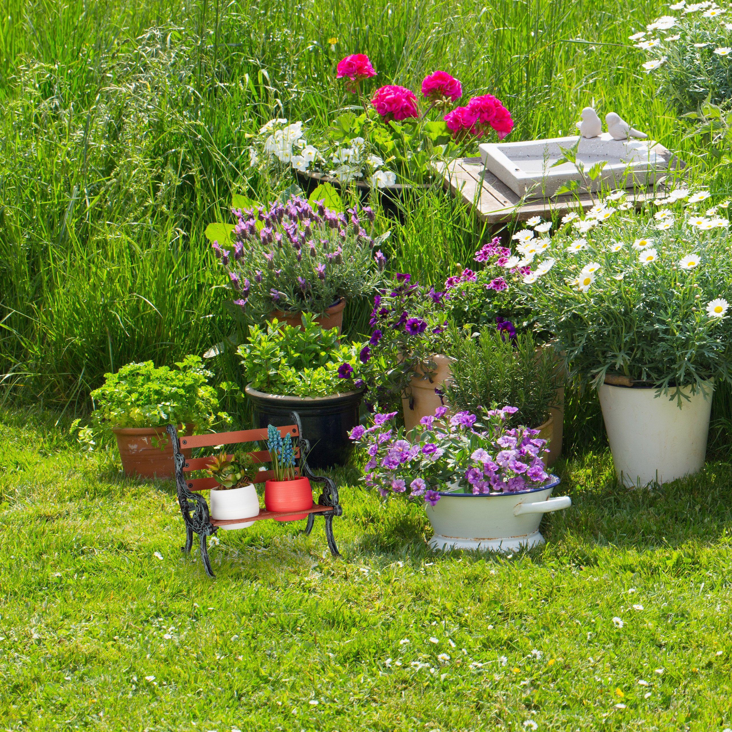 relaxdays Blumenbank Mini Blumenbank, S günstig online kaufen