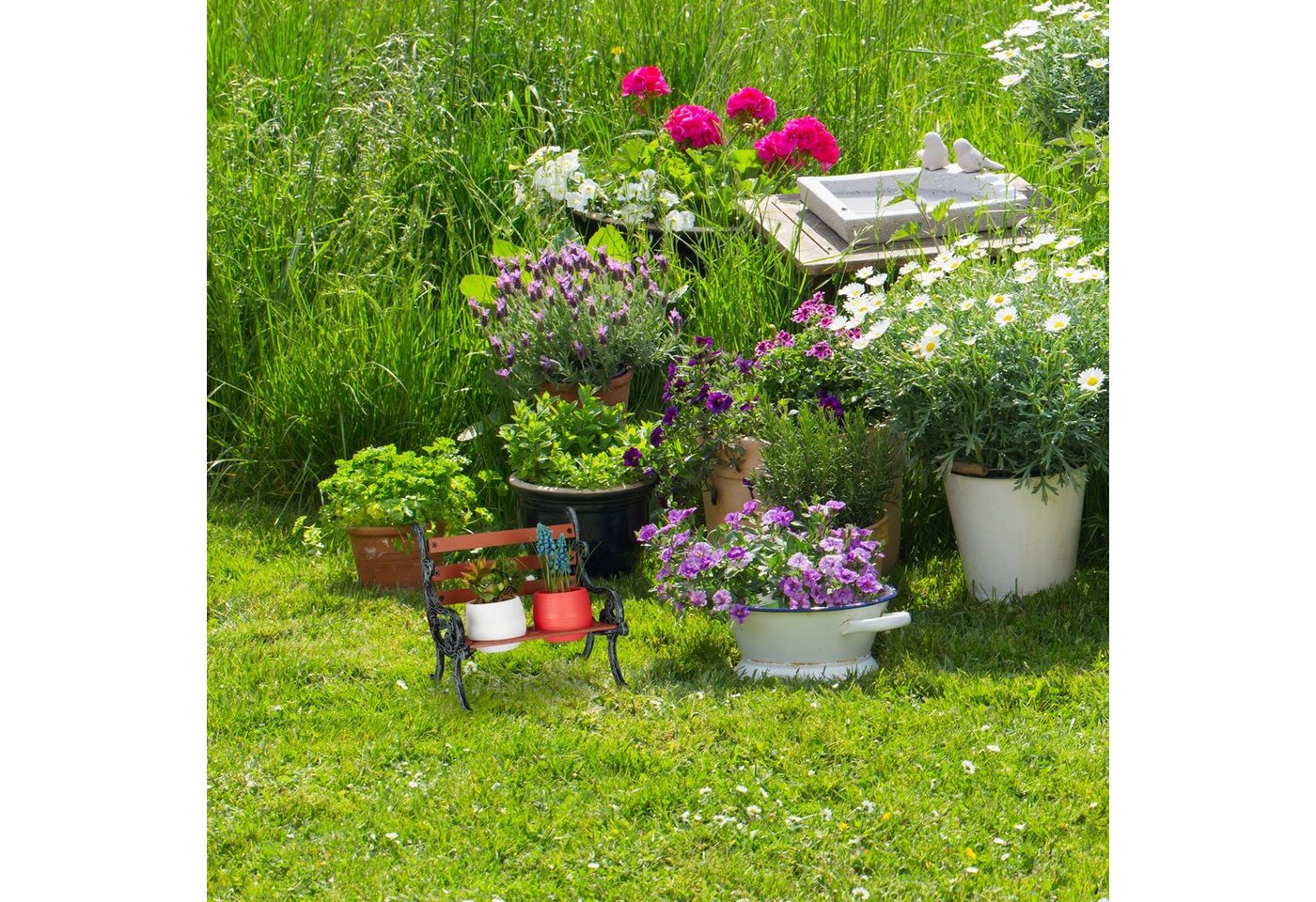 Thumbnail - relaxdays Blumenbank Mini Blumenbank, S