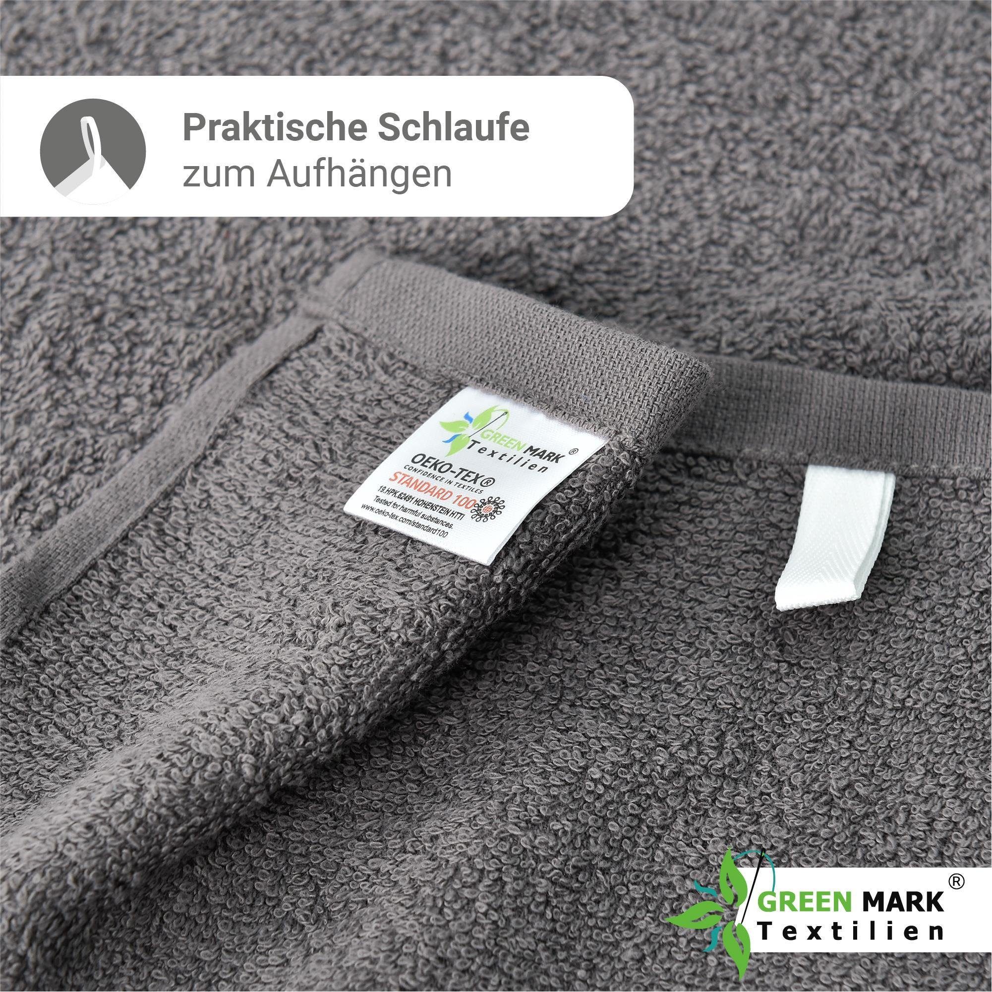 NatureMark Handtuch Set 8 tlg. Frottier Handtuch-Set, 100% Baumwolle (8-St), 4X Gästetücher, 2X Handtücher, 2X Duschtücher, Anthrazit grau – Bild 4 von 5