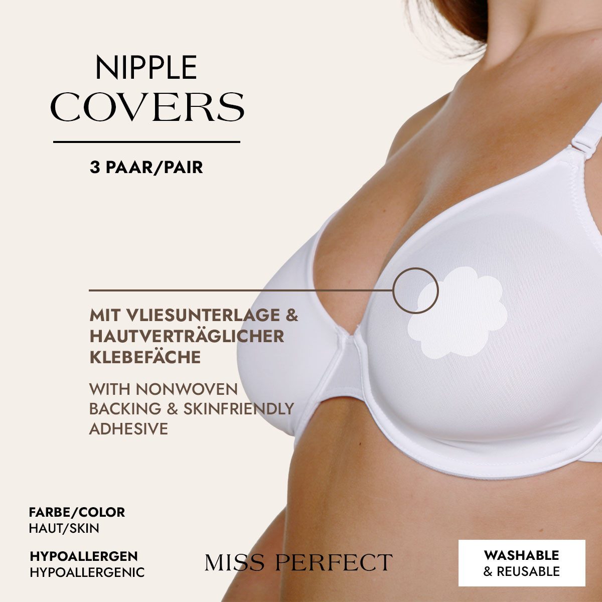 Miss Perfect Brustwarzenabdeckung 70000, Nipple Covers Self-Adhesive – Selbstklebende Brustwarzenabdeckungen