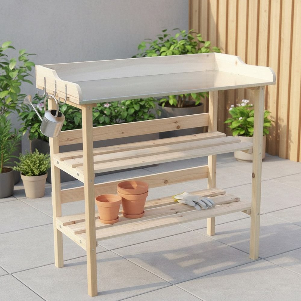 Mucola Pflanztisch Pflanztisch Gartentisch Gärtnertisch Gartenarbeitstisch Beistelltisch (Stück, 1-St., Gärtnertisch), Holzstärke: 25 mm, 15 mm und 11 mm