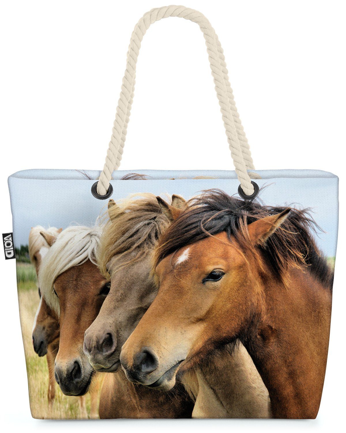 VOID Strandtasche (1-tlg), Islandpferde Pferd Reiten Wildpferde pferd island pony herde wiese gr