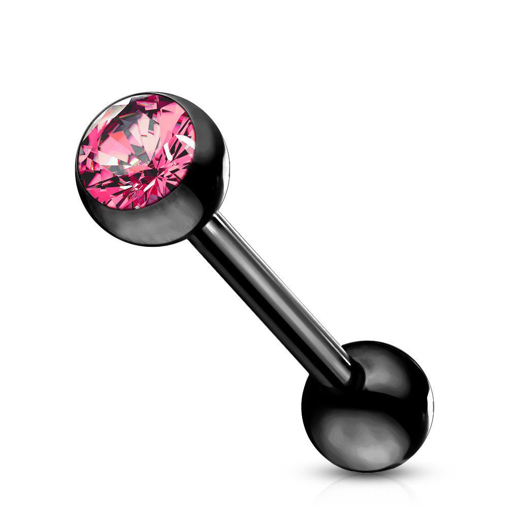 viva-adorno Piercing-Set Zungenpiercing Barbell Piercing Stab mit Kristall Kugel, Ohrpiercing Stecker Hantel Chirurgenstahl 316L beschichtet