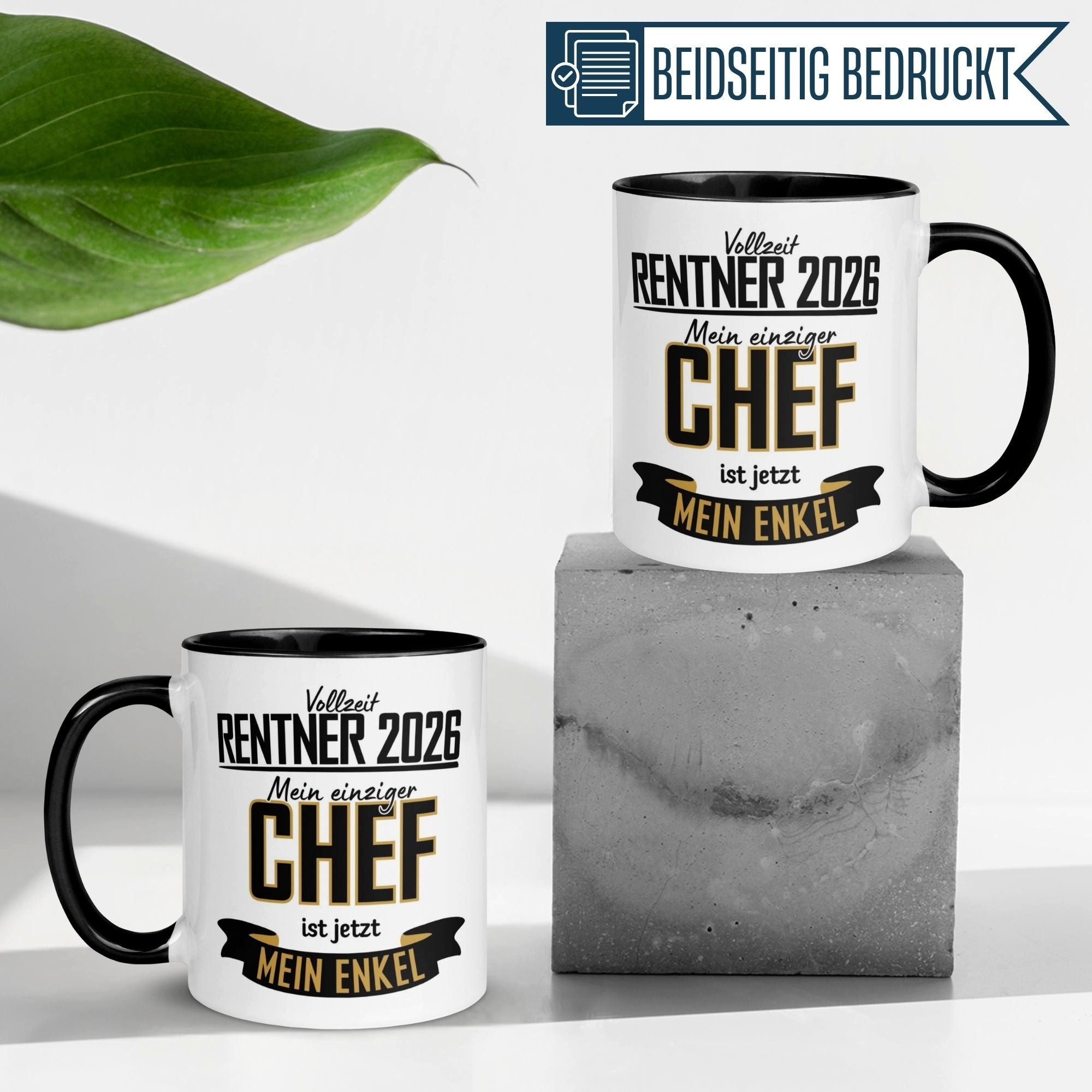 Momentals Tasse Rentner 2026 – „Einziger Chef ist mein Enkel“ – Geschenk Rentenbeginn, Gratis Versand · Links-&Rechtshänder · Spülmaschinenfest