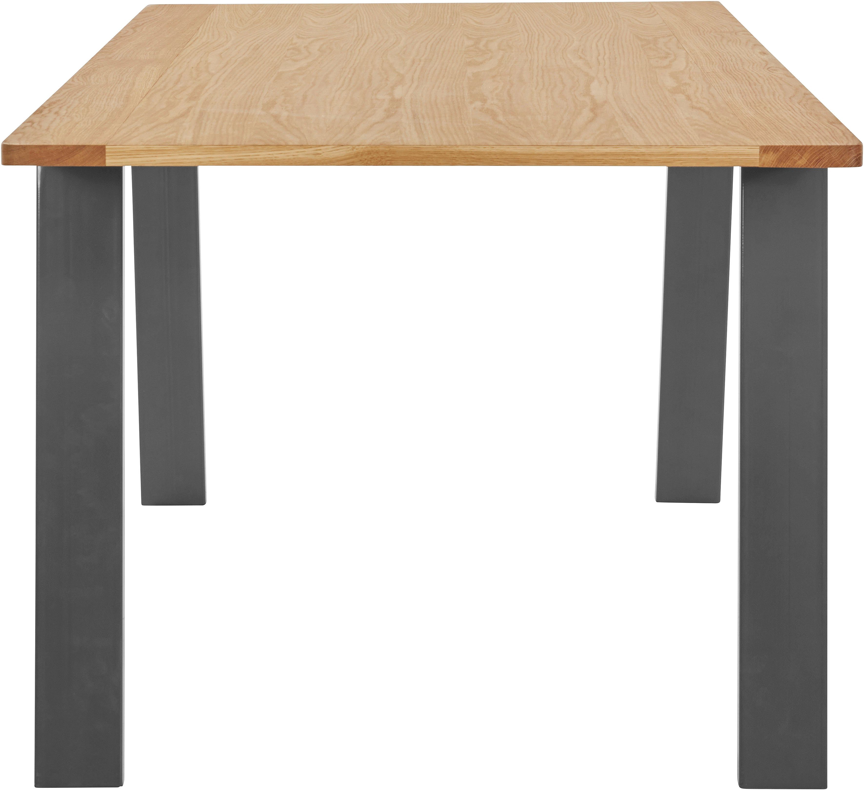 OTTO products Esstisch Flemming, Massivholz Eiche, 175 cm oder 225 cm, elegant gewölbte Tischplatte
