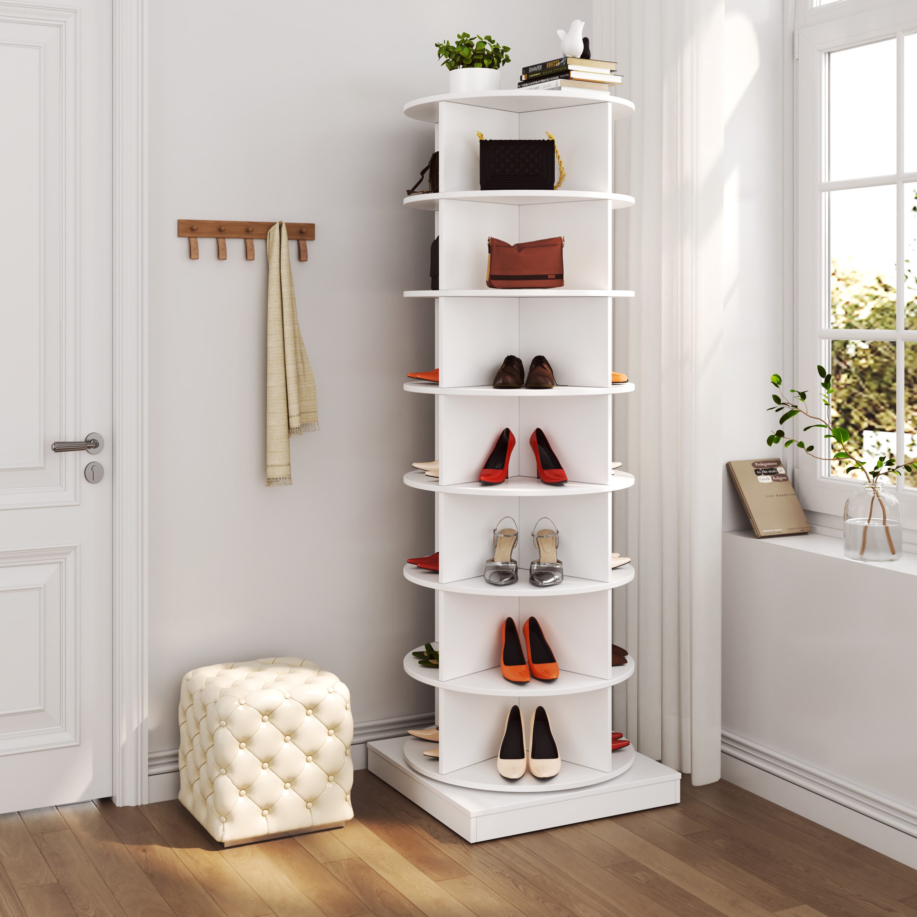 Odikalo Schuhschrank Schuhregal Stehschrank 360° Drehbarer 7 Ebenen 28 Schu günstig online kaufen