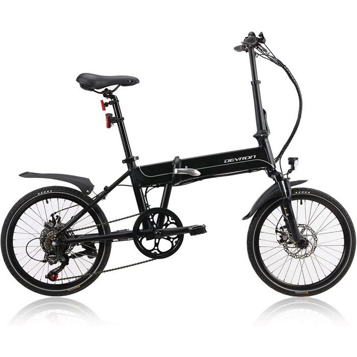 LLobe E-Bike Devron City "20 Faltrad schwarz 20201 7 Gang Kettenschaltung Heckmotor 250 00 W Alltag Camping Pendler faltbar leicht