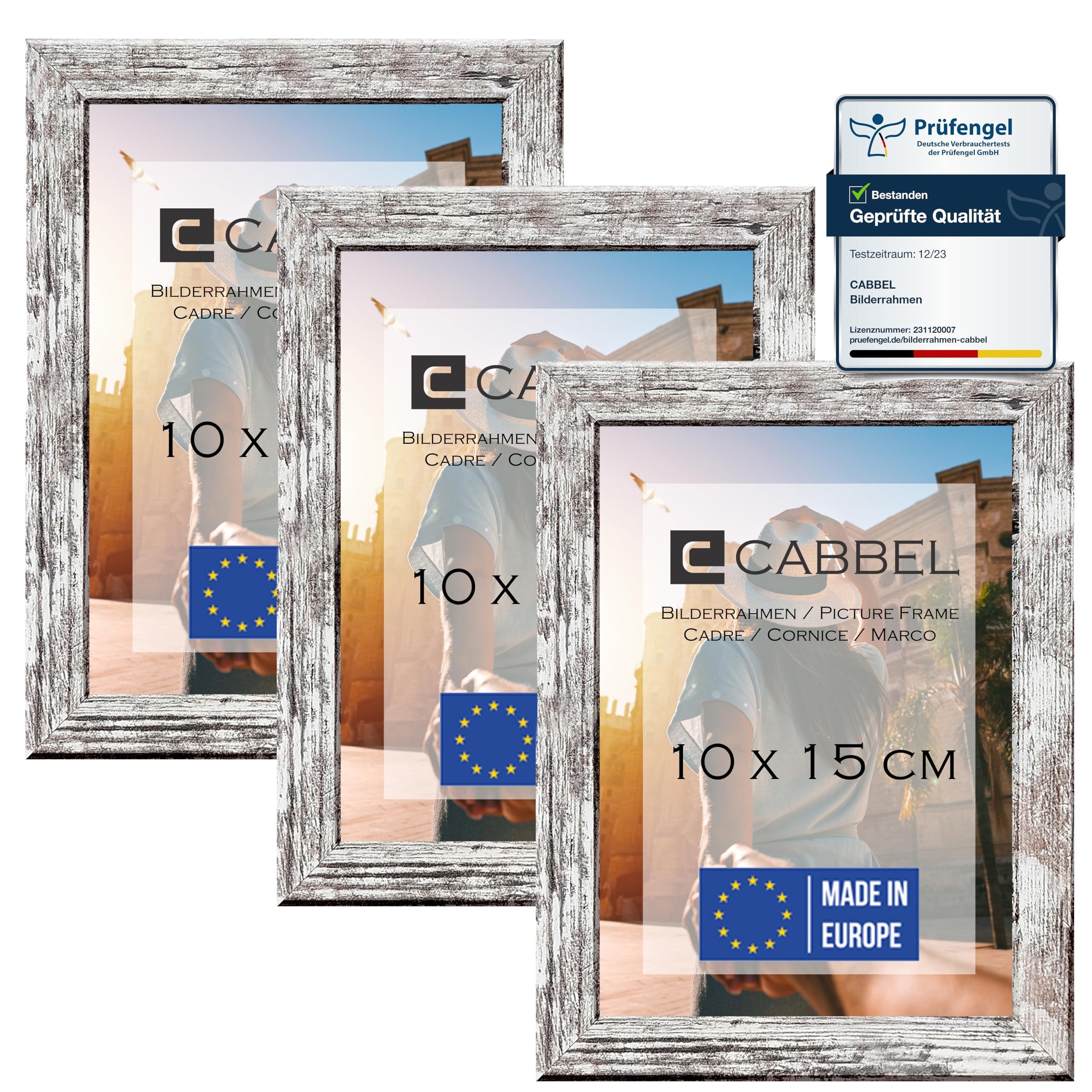 CABBEL Bilderrahmen MDF Holzrahmen Fotorahmen modern Collagen Foto Poster Galerie Wanddeko, für 3 Bilder (3 St), 10x15 cm Birke Wohnzimmer elegant Schmal Fotogalerie Schlafzimmer