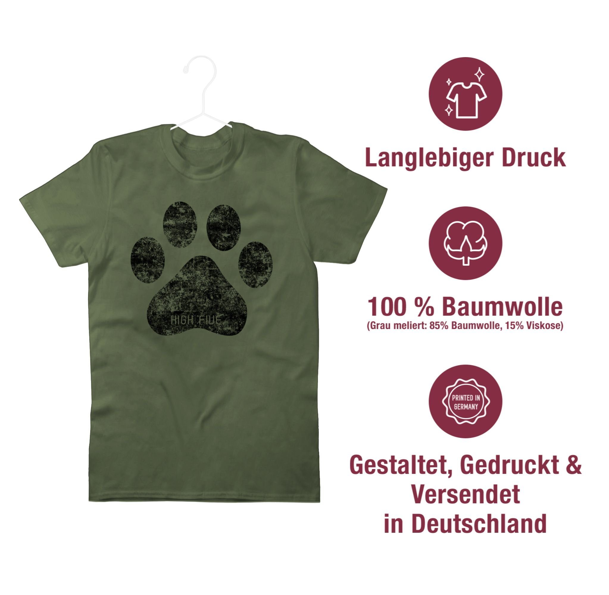 Shirtracer Hundebesitzer für 2 Army Grün Five T-Shirt High Pfote Geschenk Hunde