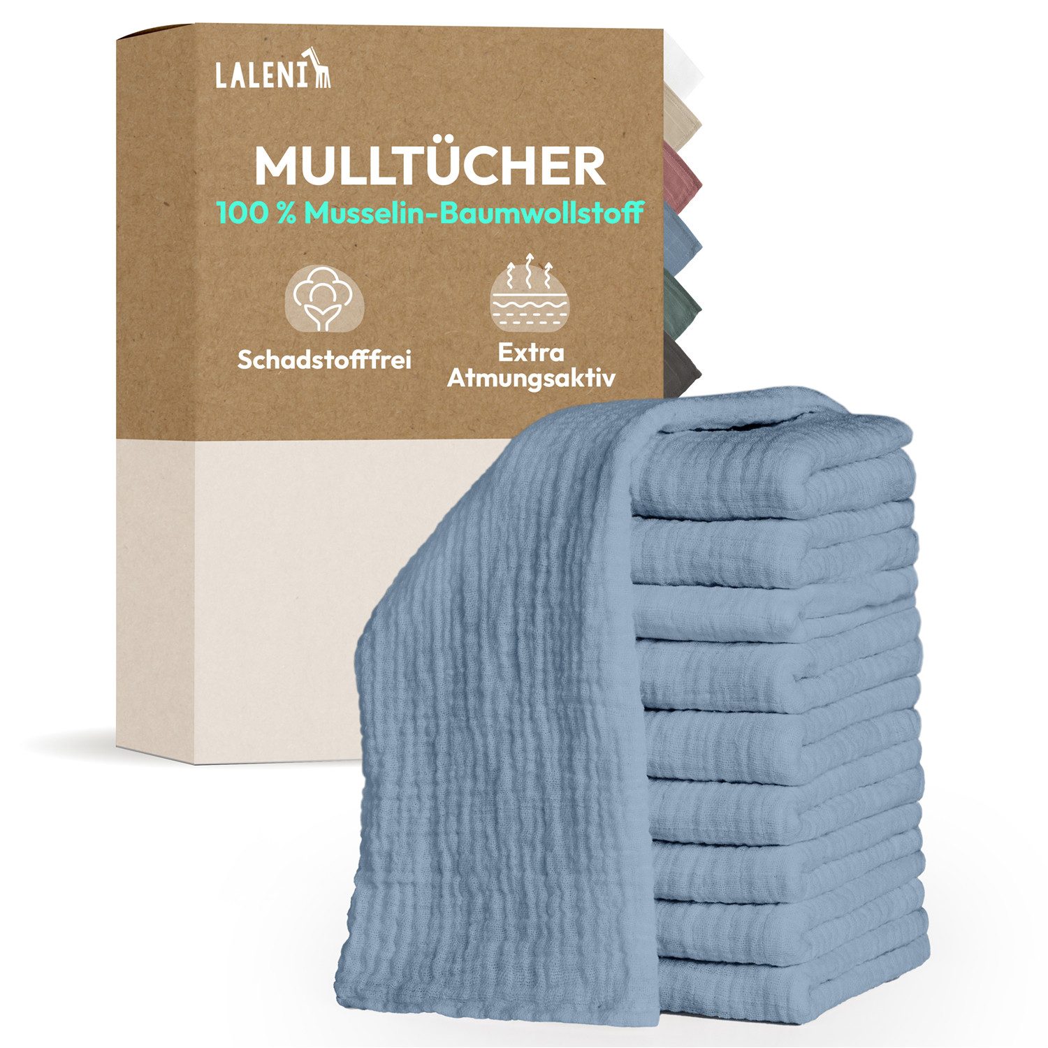 Laleni Spucktuch Spucktücher Baby aus Reiner Baumwolle in 70x70, (30-tlg), OEKO-TEX Zertifizierte Mulltücher