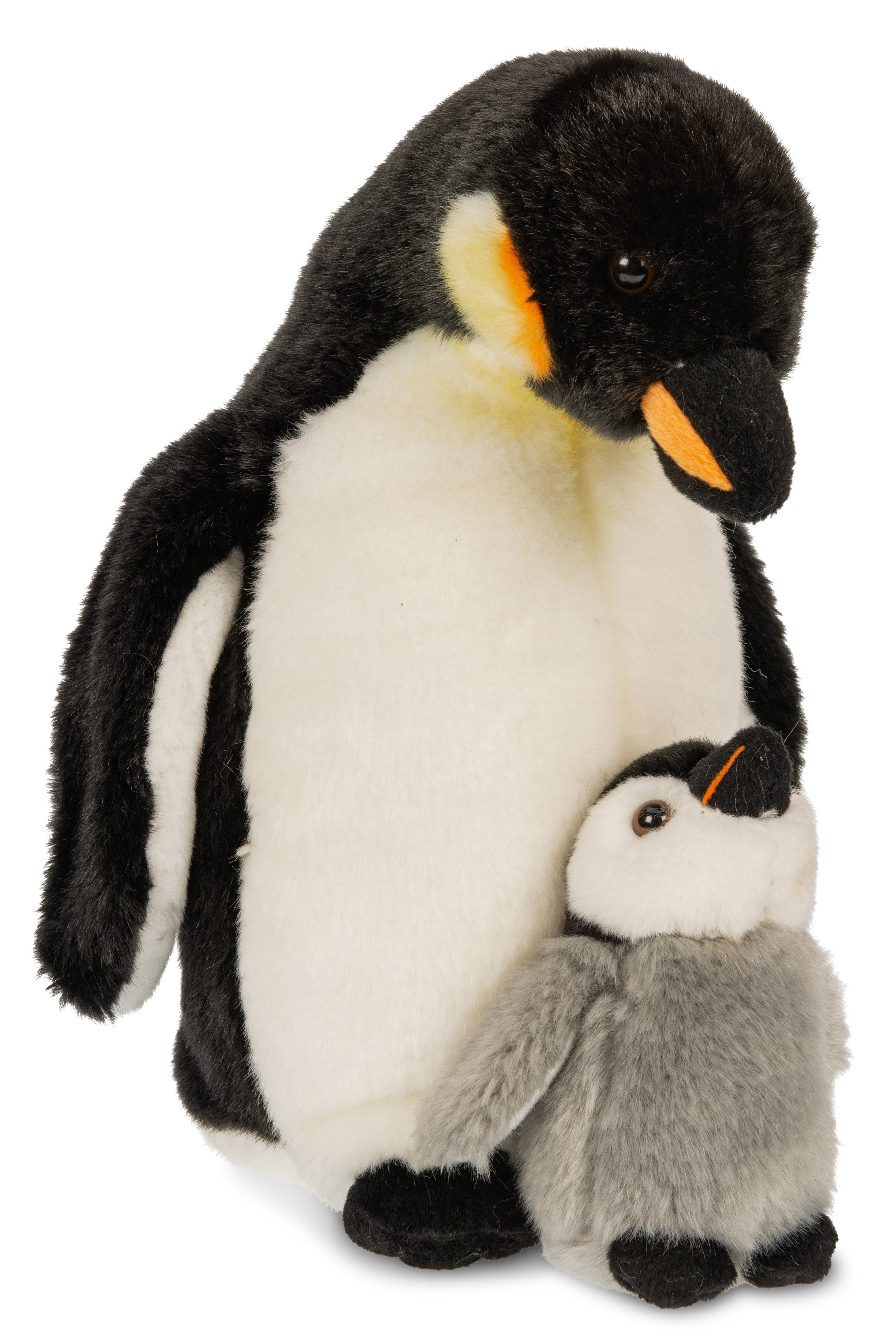 Uni-Toys Kuscheltier Kaiserpinguin m. Baby - Höhe 26 cm - Plüsch-Vogel, Pinguin, Plüschtier, zu 100 % recyceltes Füllmaterial