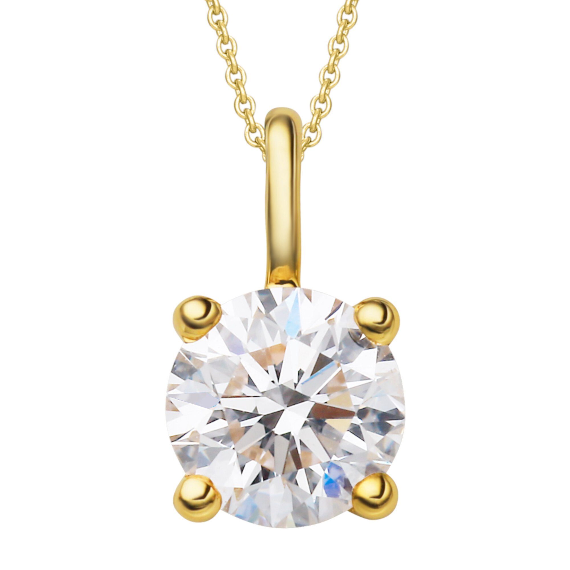 ONE ELEMENT Set ct Kette mit Halskette Anhänger mit Gelbgold, Diamant 585 Anhänger aus Brillant verstellbarer Schmuckset Damen - 0.3