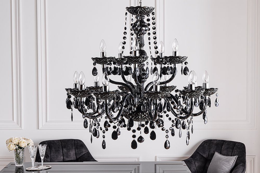 riess-ambiente Kronleuchter BLACK CRYSTAL XL 80cm schwarz, ohne Leuchtmittel, Hängelampe · Wohnzimmer · Acryl · Schlafzimmer · Barock Design