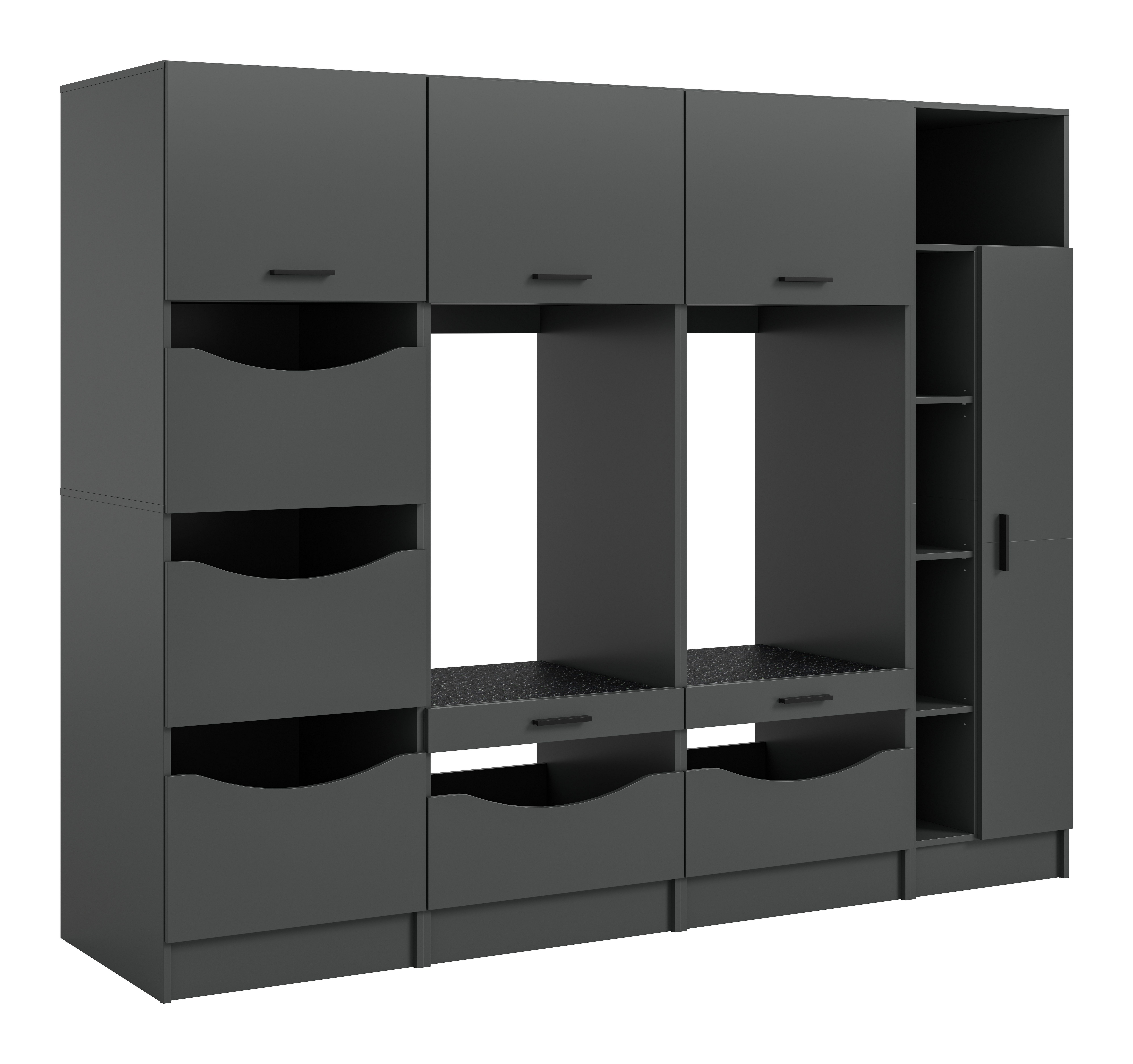 welltime Mehrzweckschrank-Set FALAS, 4-teilig, Hauswirtschaftsraum Set, Breite 242 cm, (Set, 4-St., 2x Waschmaschinenumbauschrank, 1x Wäscheschrank & 1x Mehrzweckschrank), Kombination, Waschmaschinenumbau, Waschmaschinenschrank, Wäschekammer