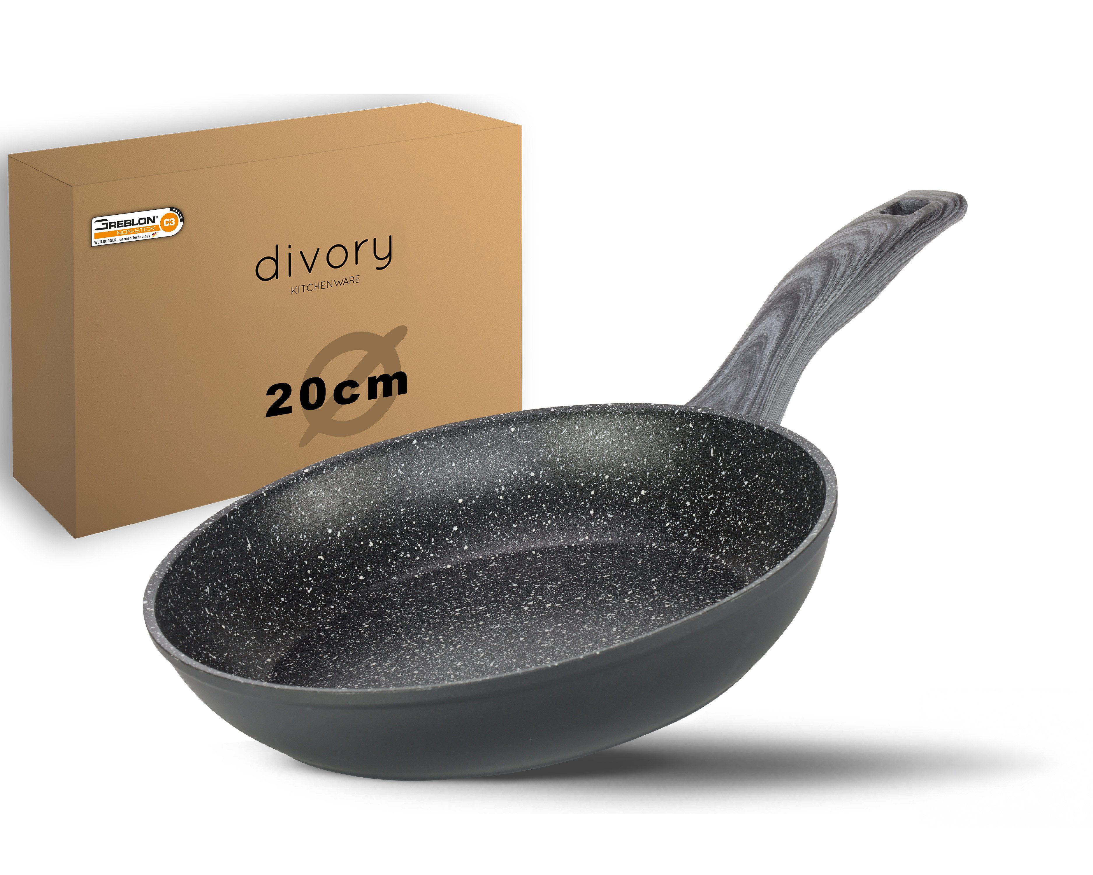 divory Bratpfanne Antihaftbeschichtung, für alle Herdarten, Induktion, Aluminium, Induktion