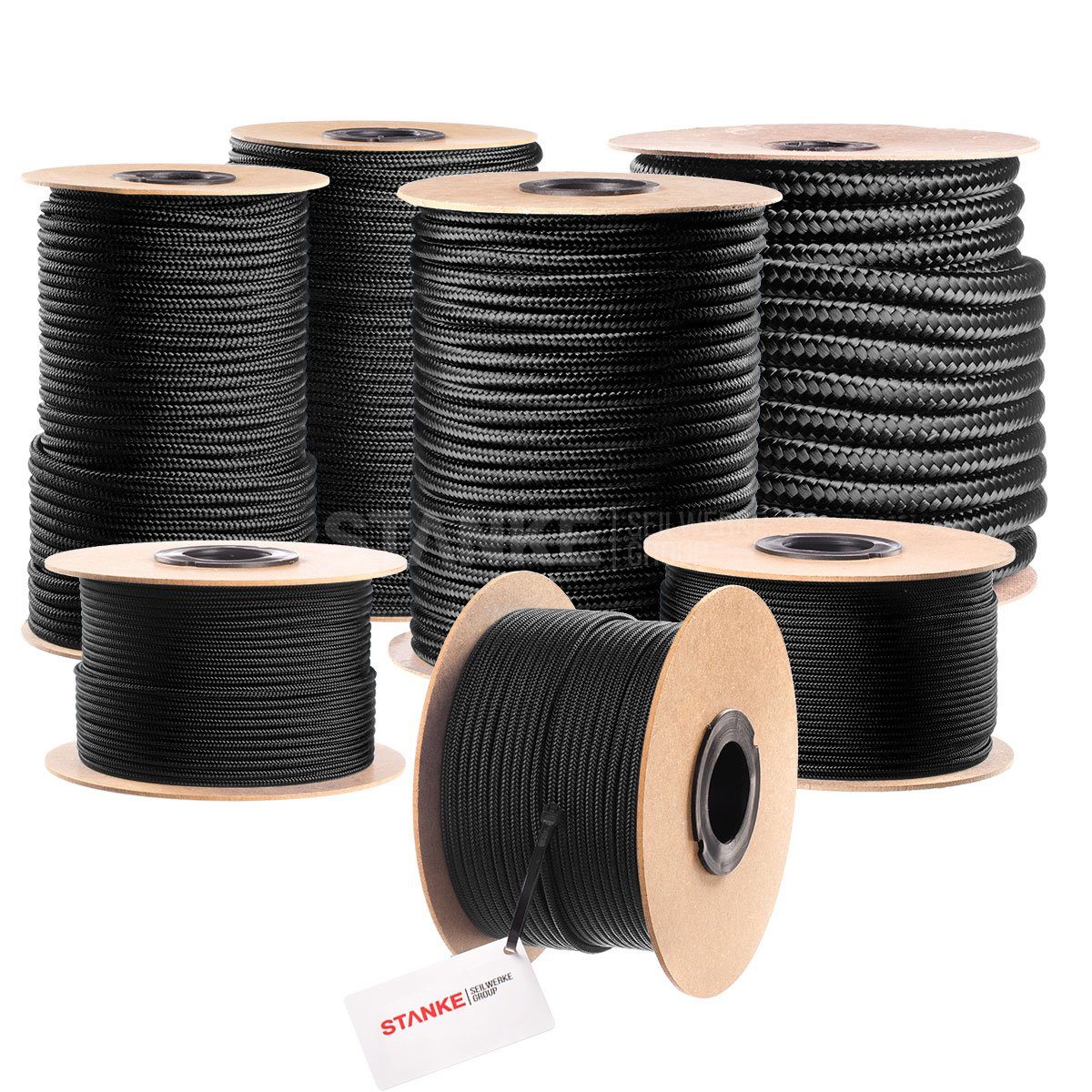 STANKE Seil Polypropylenseil 2mm - 1m Schwarz Tomaten Schnur, Campingleine, Wetterfeste Schnur für Drachen, UV-beständig Outdoor Seil