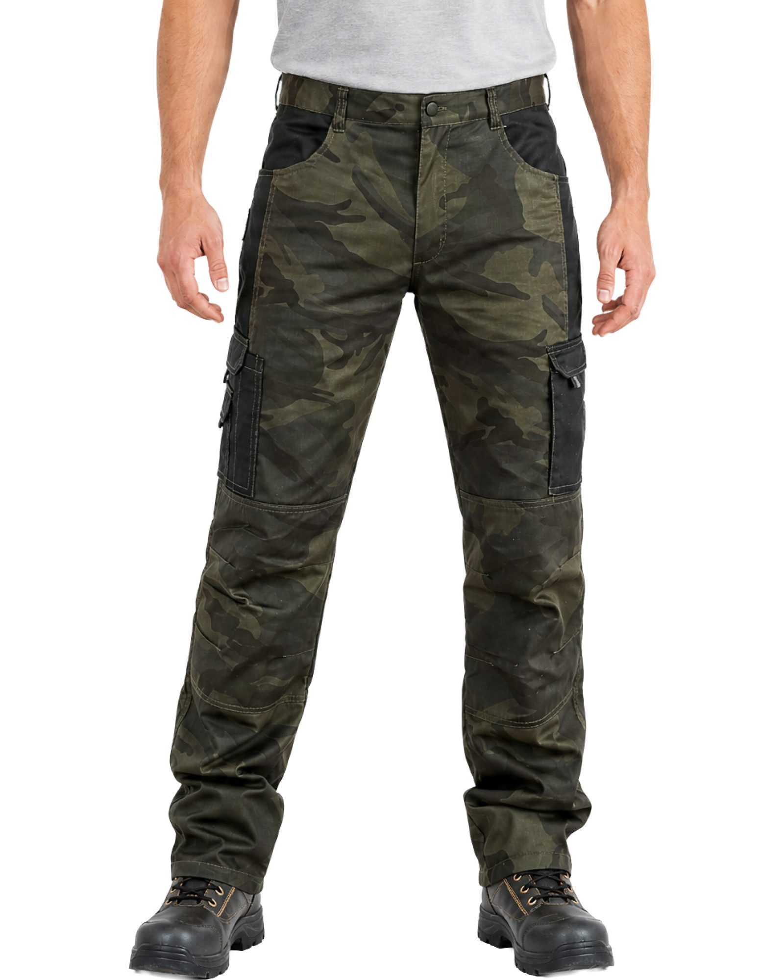 WORK IDEA Arbeitshose Herren Camouflage Cargohose mit Kniepolstertaschen (1-tlg)