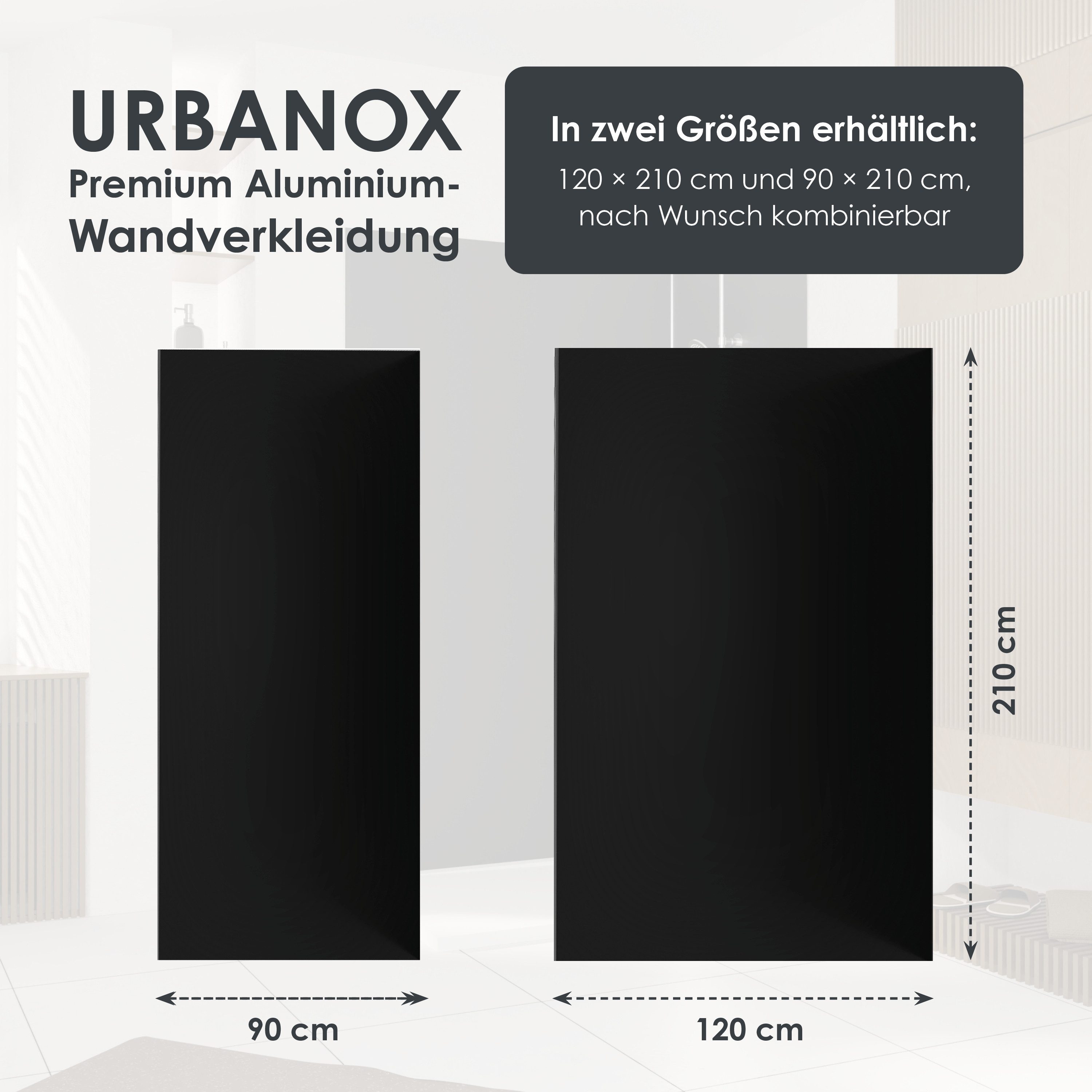 Marwell Duschrückwand Urbanox, (Set, 2-tlg), Set bestehend aus: 1 Paneel 90 x 210 cm, 1Paneel 120 x 210 cm