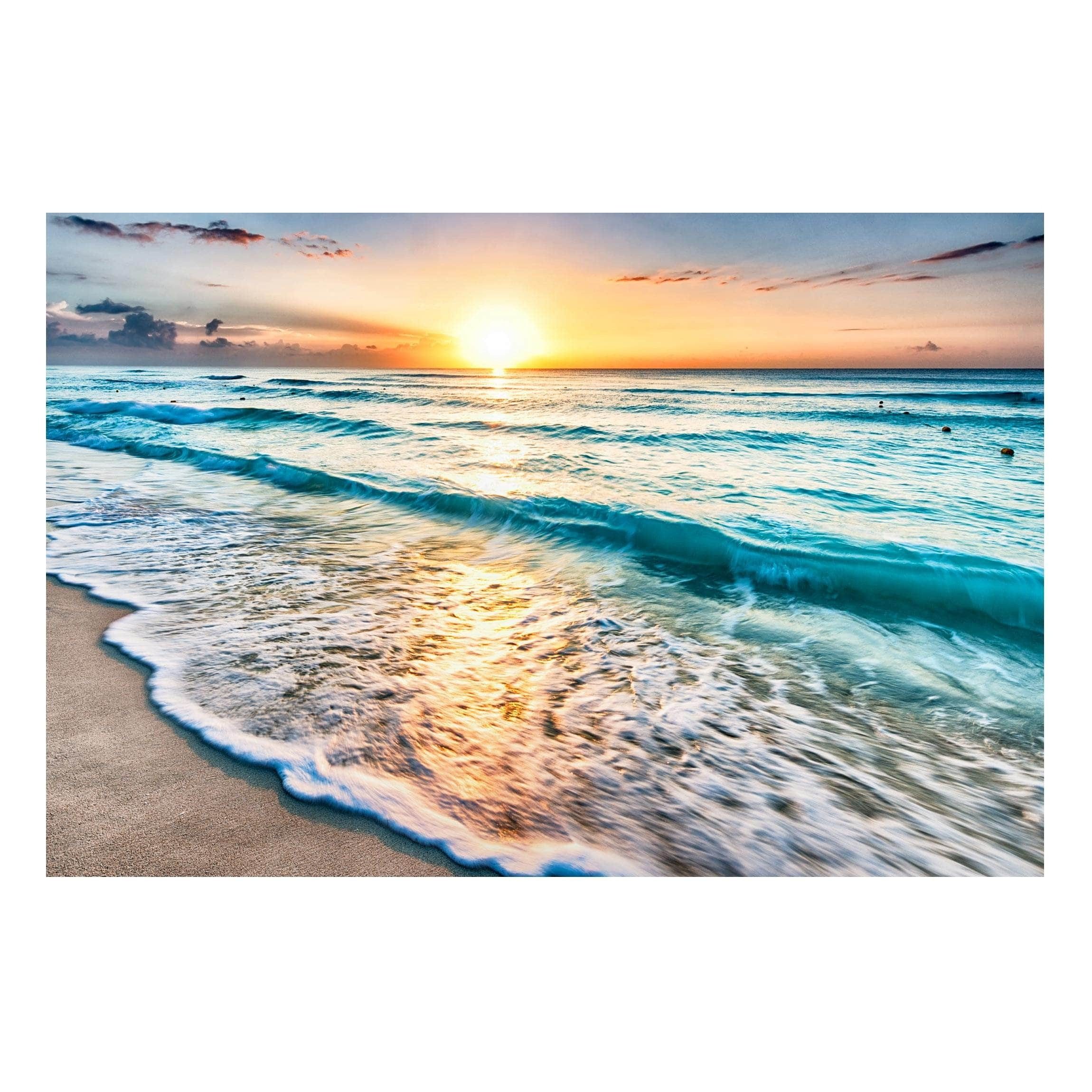 Bilderdepot24 Magnettafel Küche blau Sonnenuntergang am Strand, (1-tlg., Magnetboard Pinnwand für die Wand - metallische Tafel für Magnete), Magnetwand groß mit Motiv Büro Memoboard magnetisch Querformat