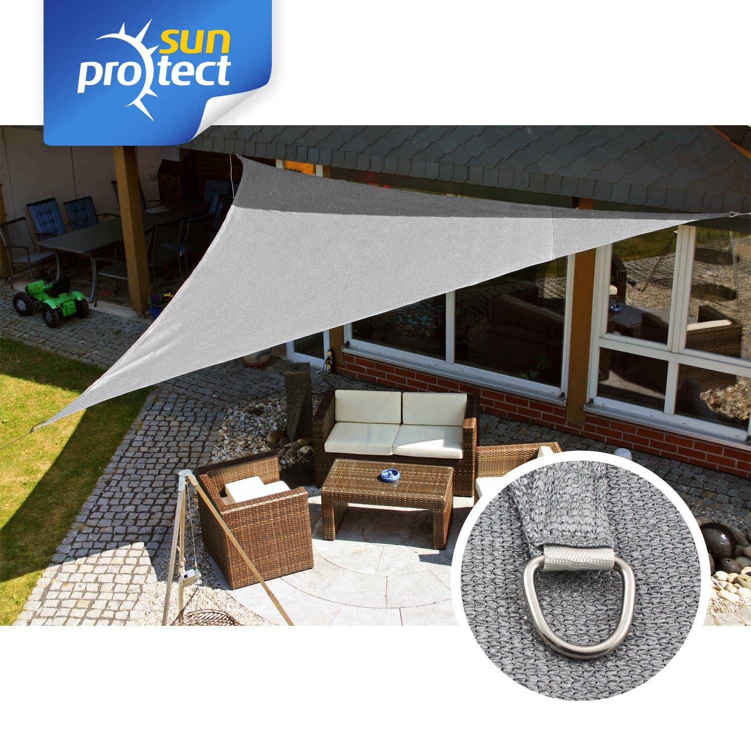sunprotect Sonnensegel 5 x 5 x 5 m Dreieck, ideal für Garten, Balkon & Terrasse
