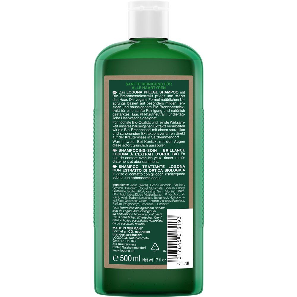 LOGONA Haarshampoo Pflege Shampoo Brennessel, 500 ml