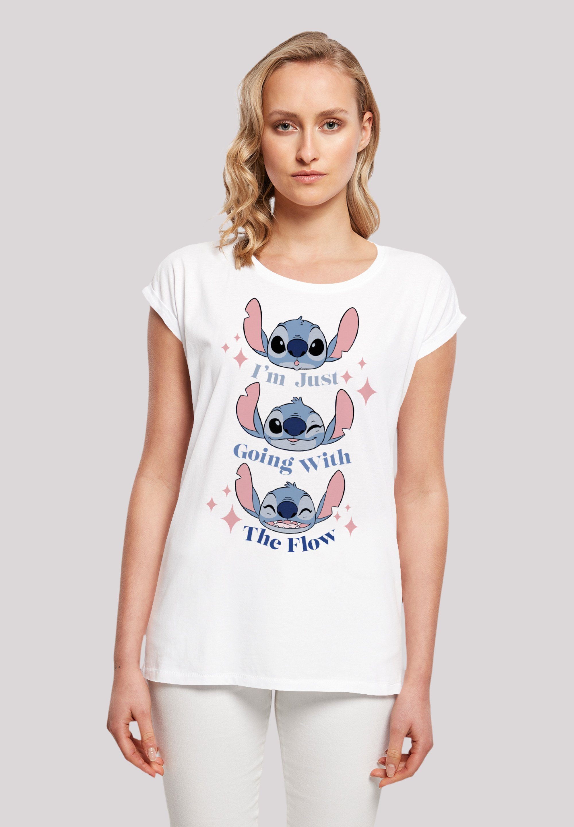 F4NT4STIC T-Shirt Disney Lilo & Stitch Going With The Flow Premium  Qualität, Sehr weicher Baumwollstoff mit hohem Tragekomfort