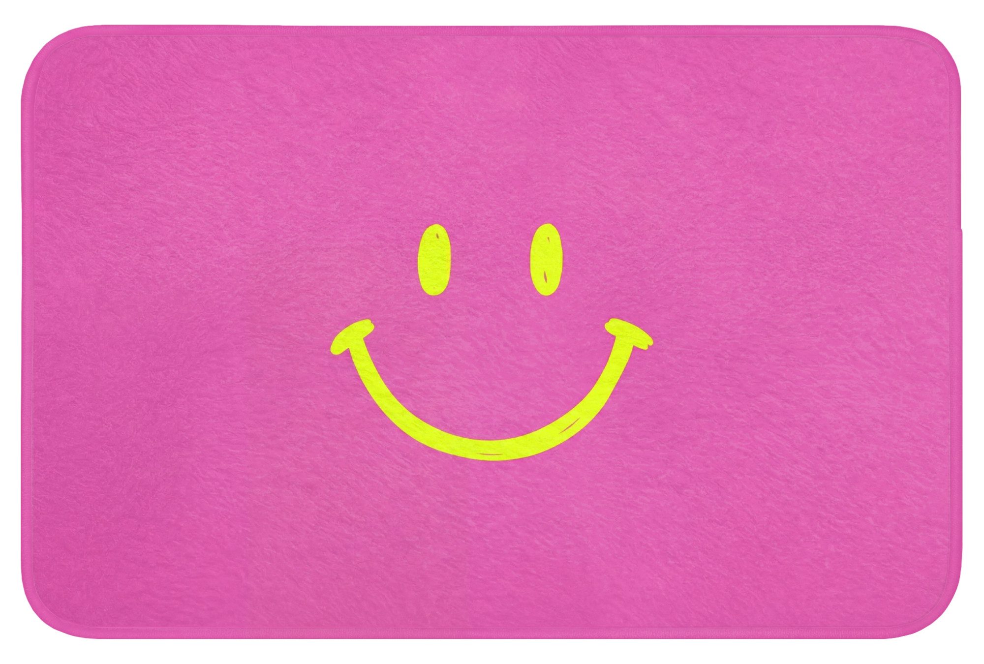OnlyWow Badematte Smiley - Fröhlich - Rosa, Höhe 10 mm, Polyester, Rechteckig, Badezimmerteppich, Badteppich, Rutschfest, Badvorleger, Waschbar