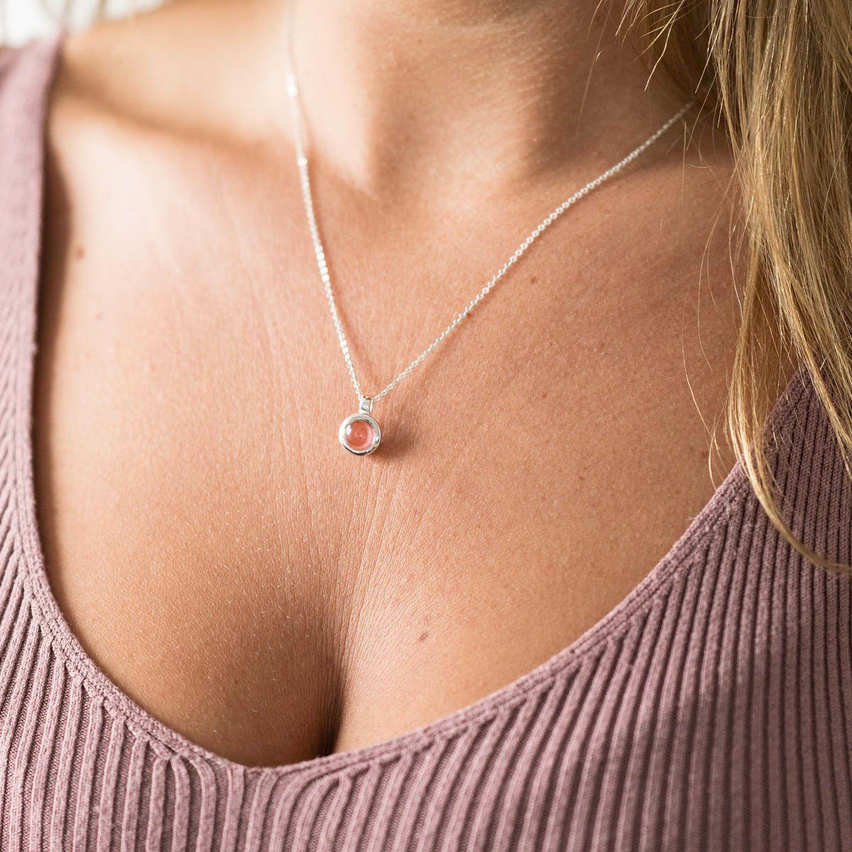 Materia Kettenanhänger Turmalin Edelstein Anhänger Pink Rosa rund KA-38, 92 günstig online kaufen