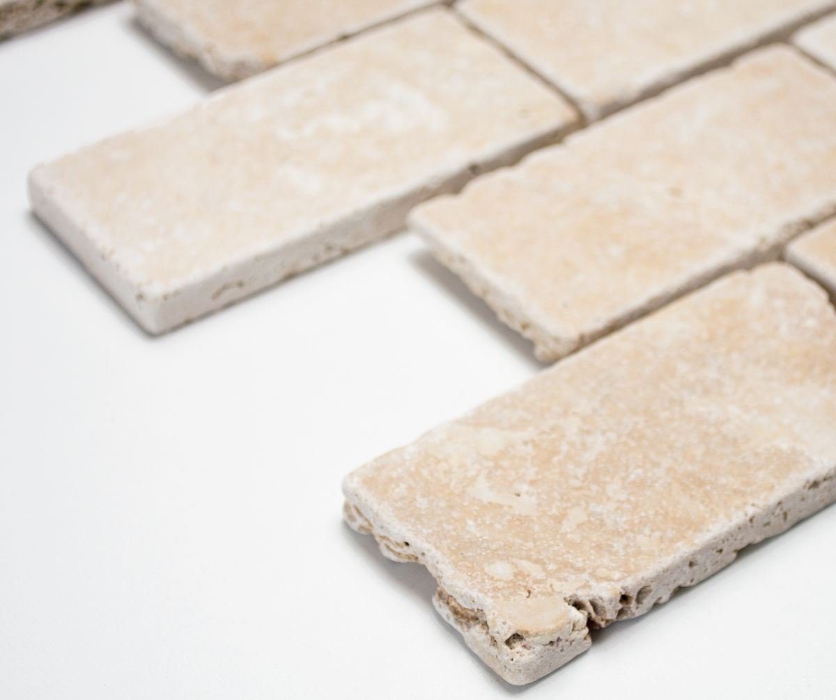Thumbnail - Mosani Bodenfliese Travertinmosaik Mosaikfliesen beige matt / 10 Mosaikmatten