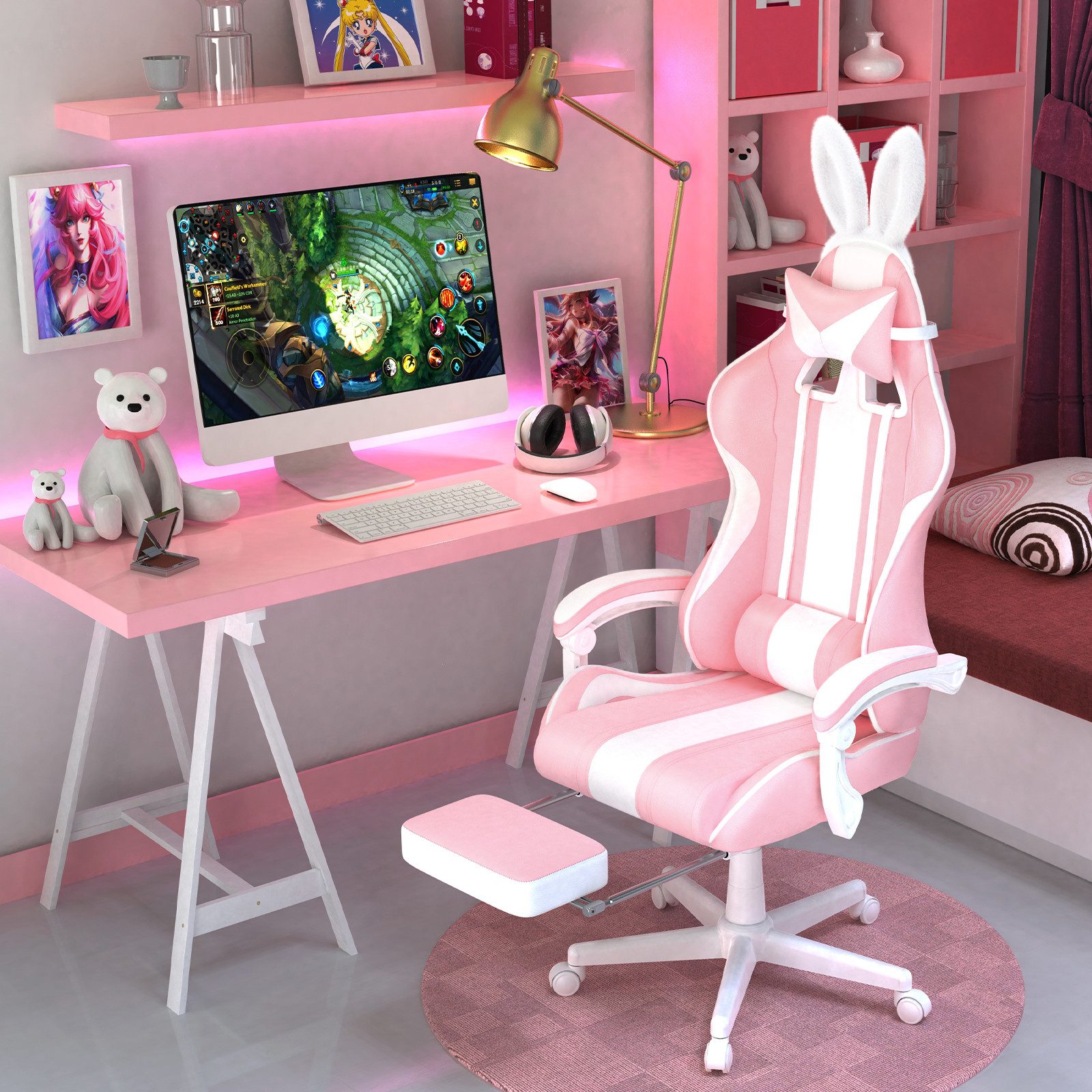 Ferghana Gaming Chair Racing PC Stuhl für Office Gaming mit verstellbare Ko günstig online kaufen