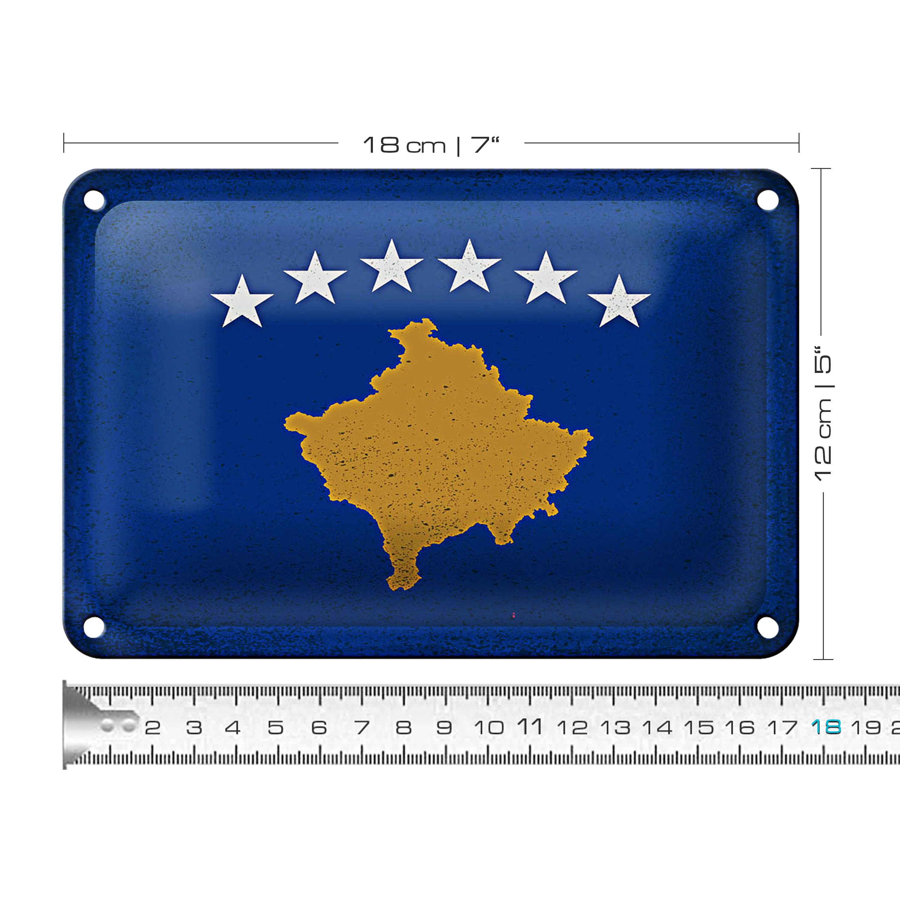 Roomando Metallschild Flagge Kosovo 18x12cm Flag of Kosovo Vintage