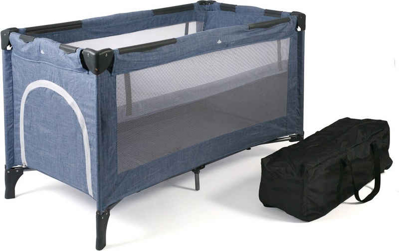 CHIC4BABY Baby-Reisebett Luxus, Jeans Blue, inkl. Transporttasche