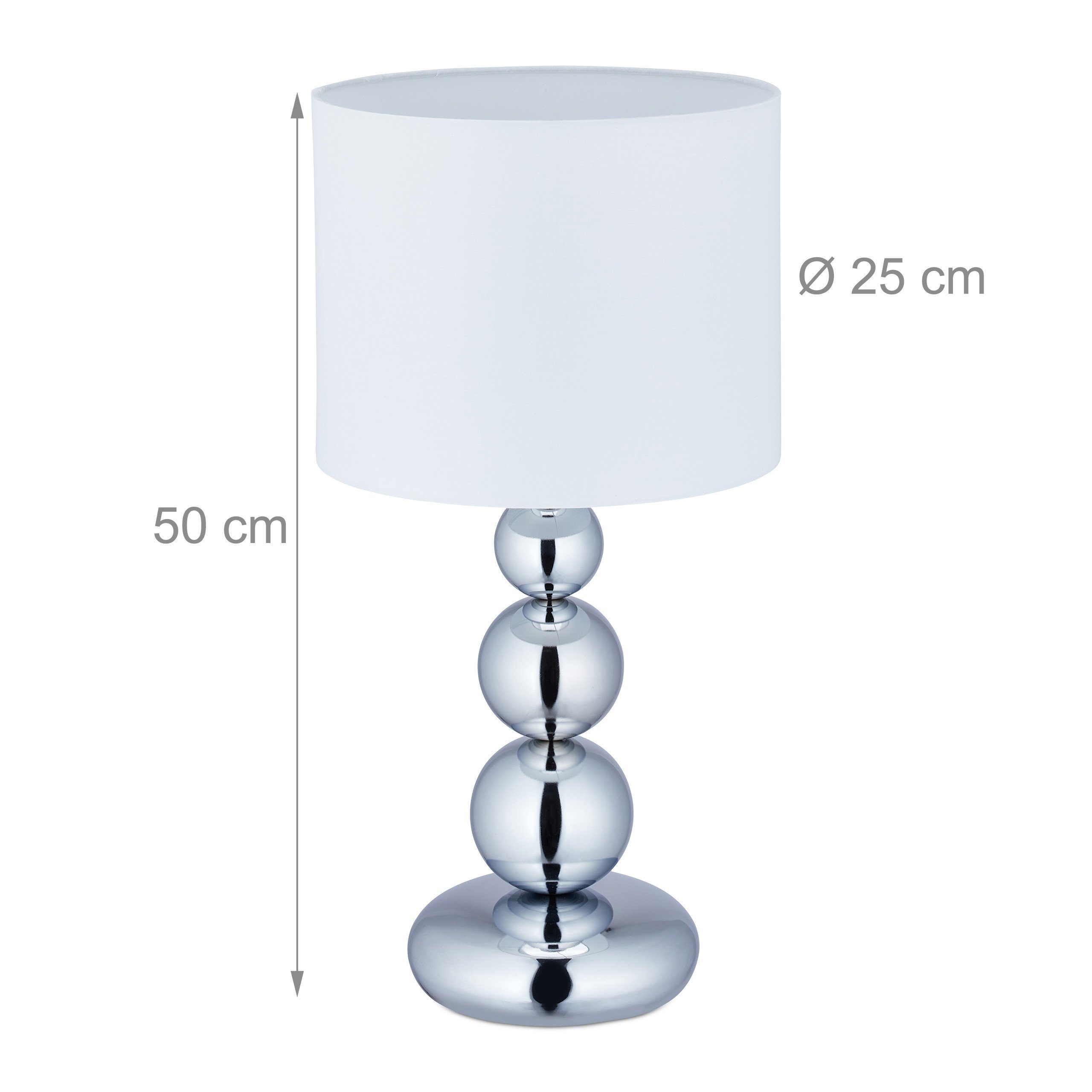 relaxdays Tischleuchte Tischlampe Kugeln in Silber, Indirekte, stimmungsvolle Beleuchtung, E27-Fassung (max. 40 W), Leuchtmittel nicht inklusive – Bild 4 von 5