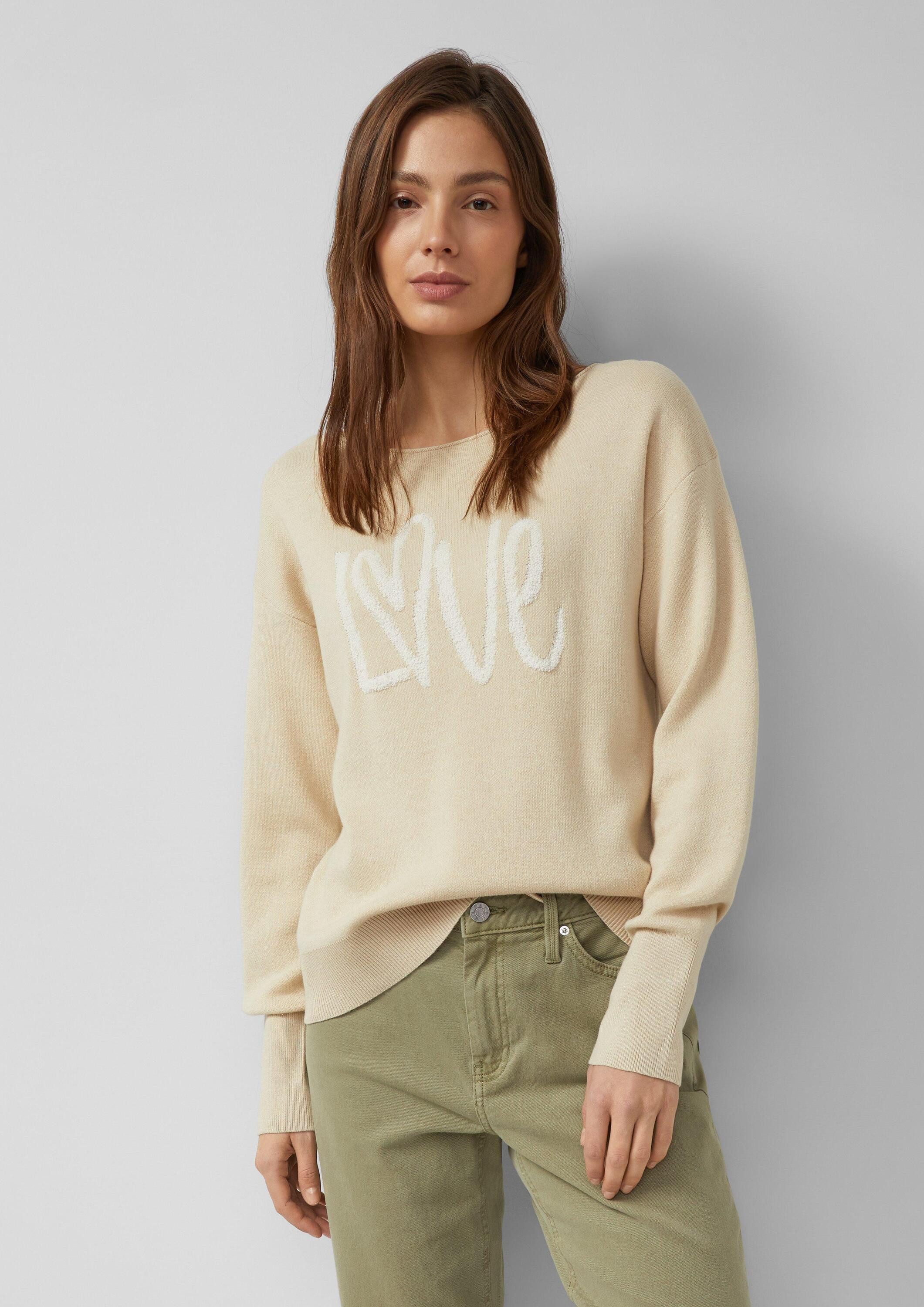 s.Oliver Longpullover Strickpullover Strickpullover mit Love-Schriftzug