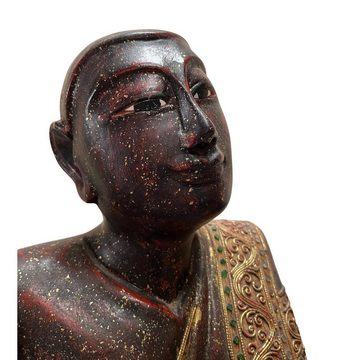 Asien LifeStyle Buddhafigur Mandalay Mönch Figur Sariputta aus Holz, 51cm