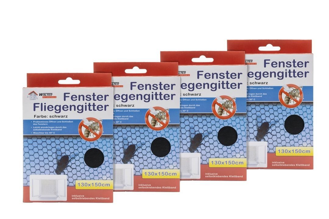 laro Fliegengitter-Gewebe Fenster Fliegengitter Insektenschutz schwarz 4 bis 96 stk 130x150cm, (8-St)
