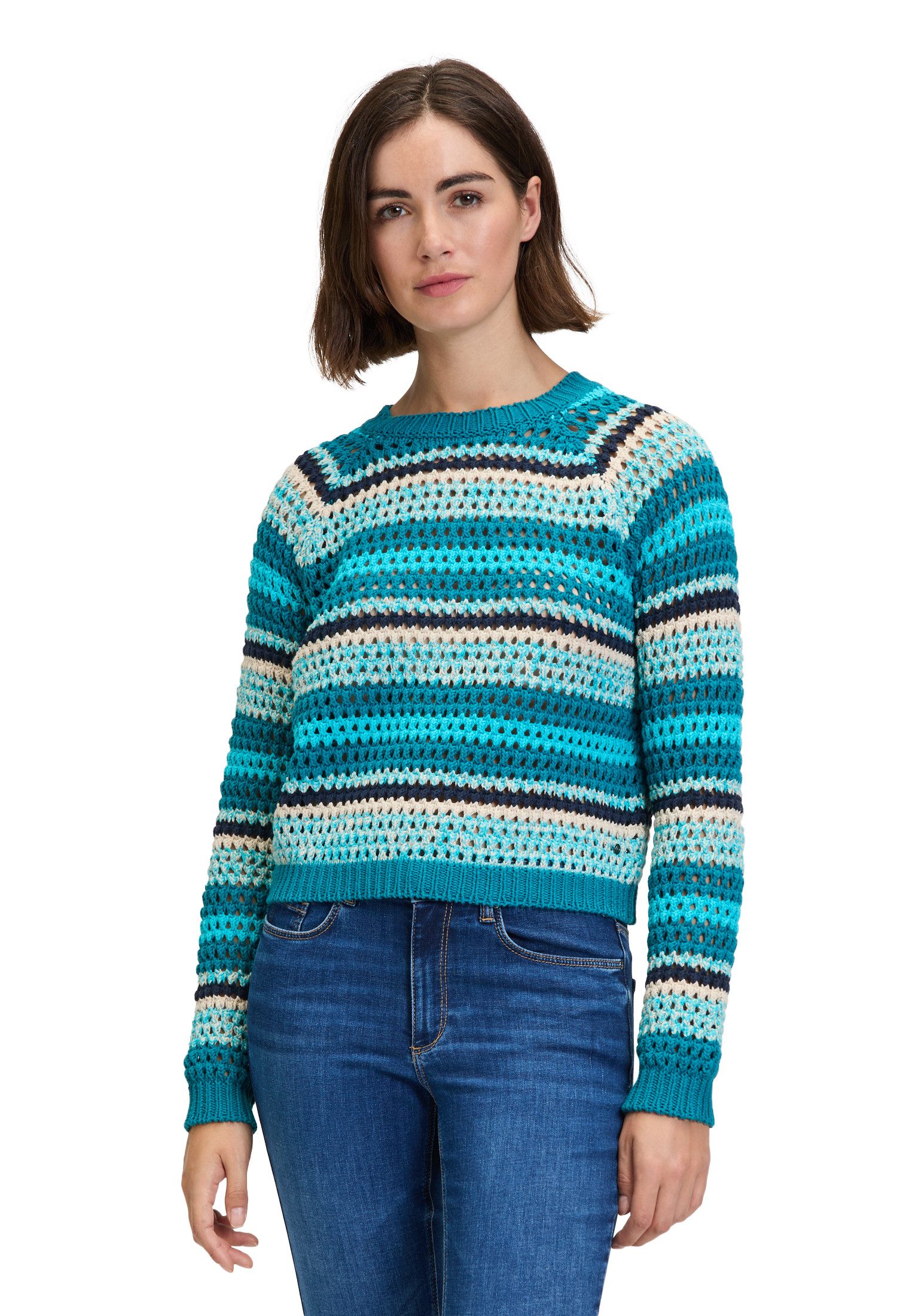 Strickpullover Betty & Co Damen Lochstrick-Pullover mit Rippbündchen