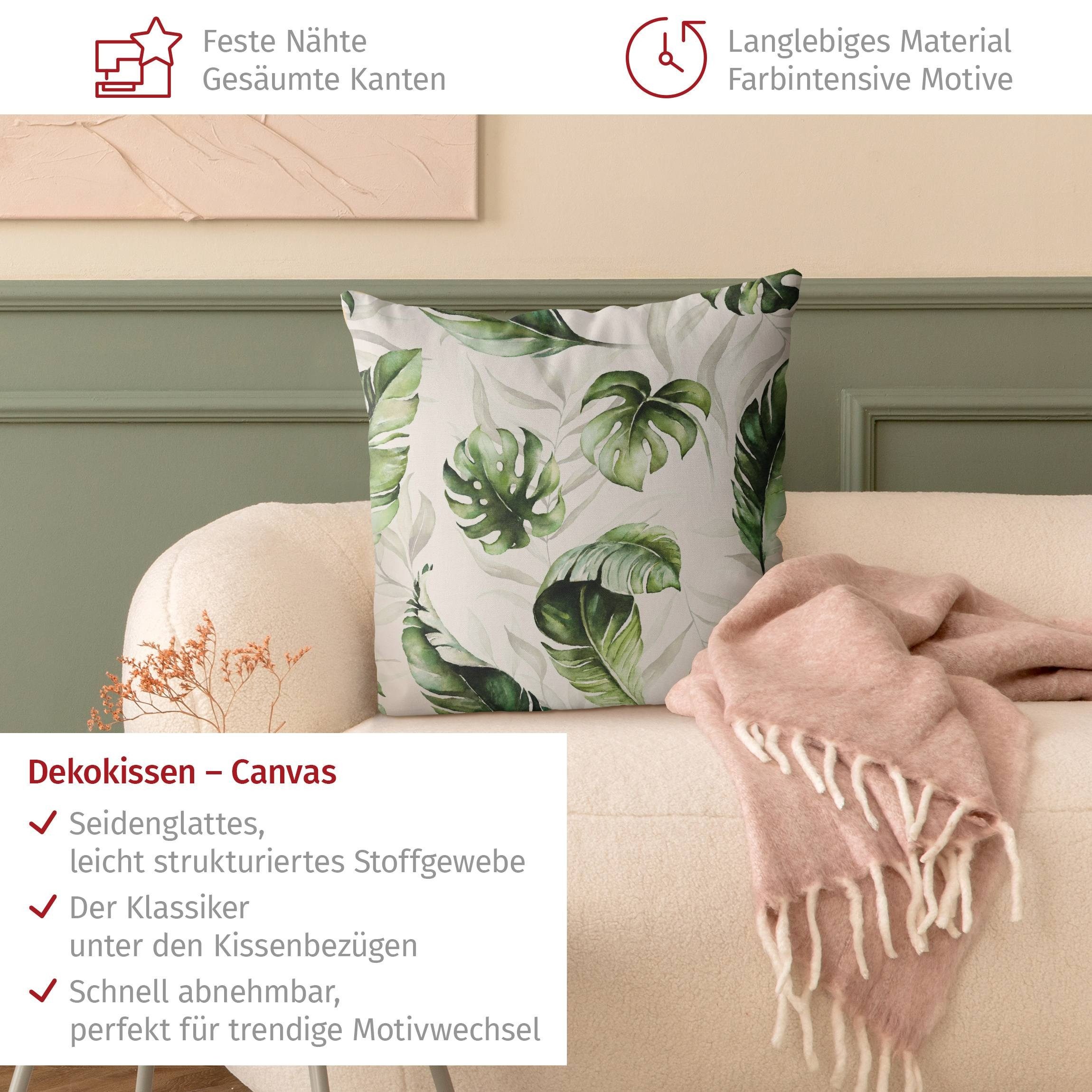 Bilderdepot24 Dekokissen drinnen Kissenhülle/ Sofakissen/ Zierkissen Kissenhülle grün originell, Bezug Aquarell mit / ohne Füllung Zierkissen Outdoor Sofa Bett