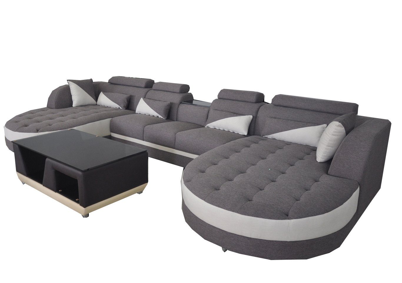 JVmoebel Ecksofa, Leder Sofa Moderne Couch Polster Wohnlandschaft + Tisch Couchen Sitz