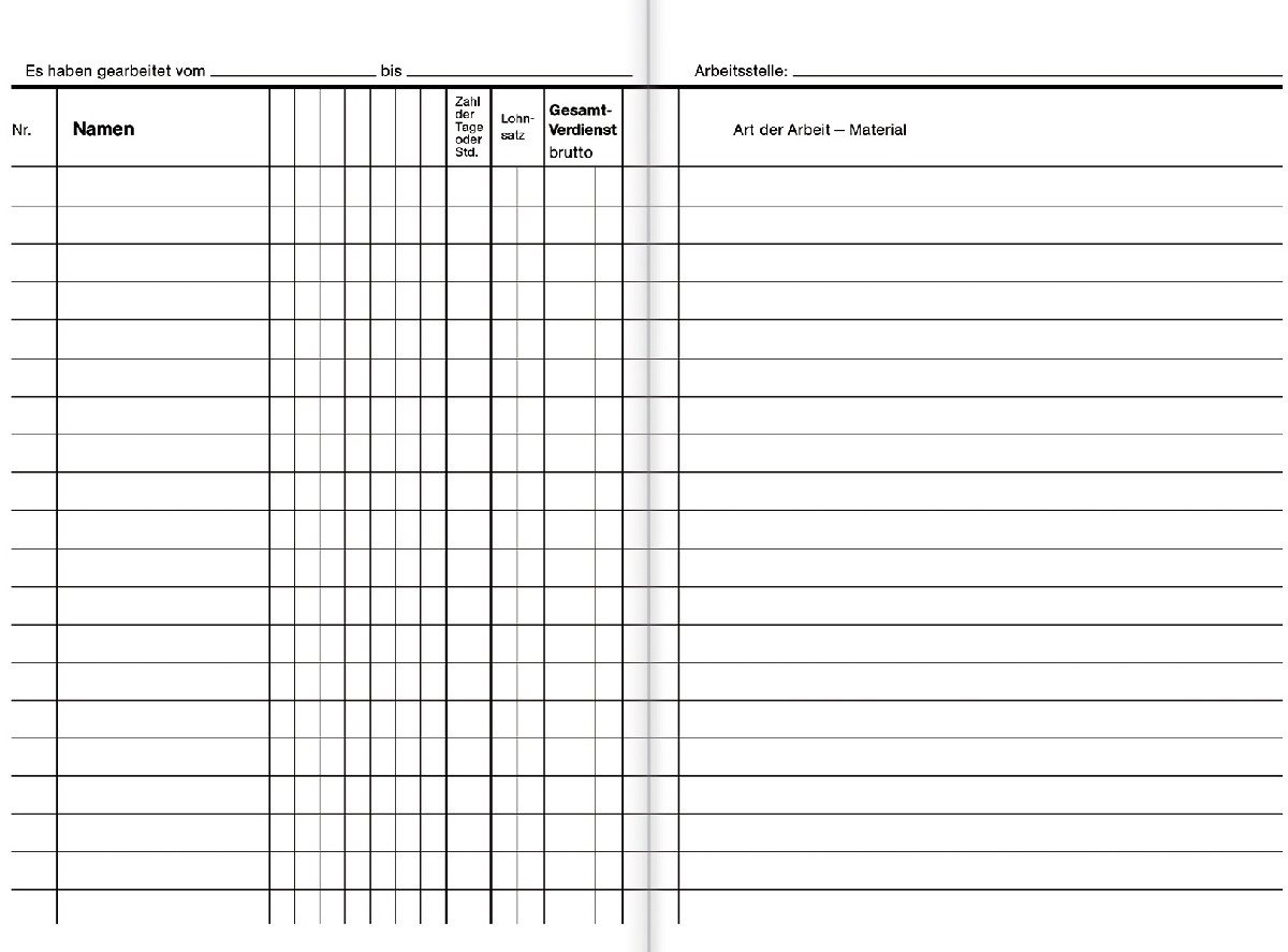 Thumbnail - RNK Verlag Formularblock Taschenlohnbuch für mehrere Arbeiter (Polierbuch) 170x120mm 48 Blatt.