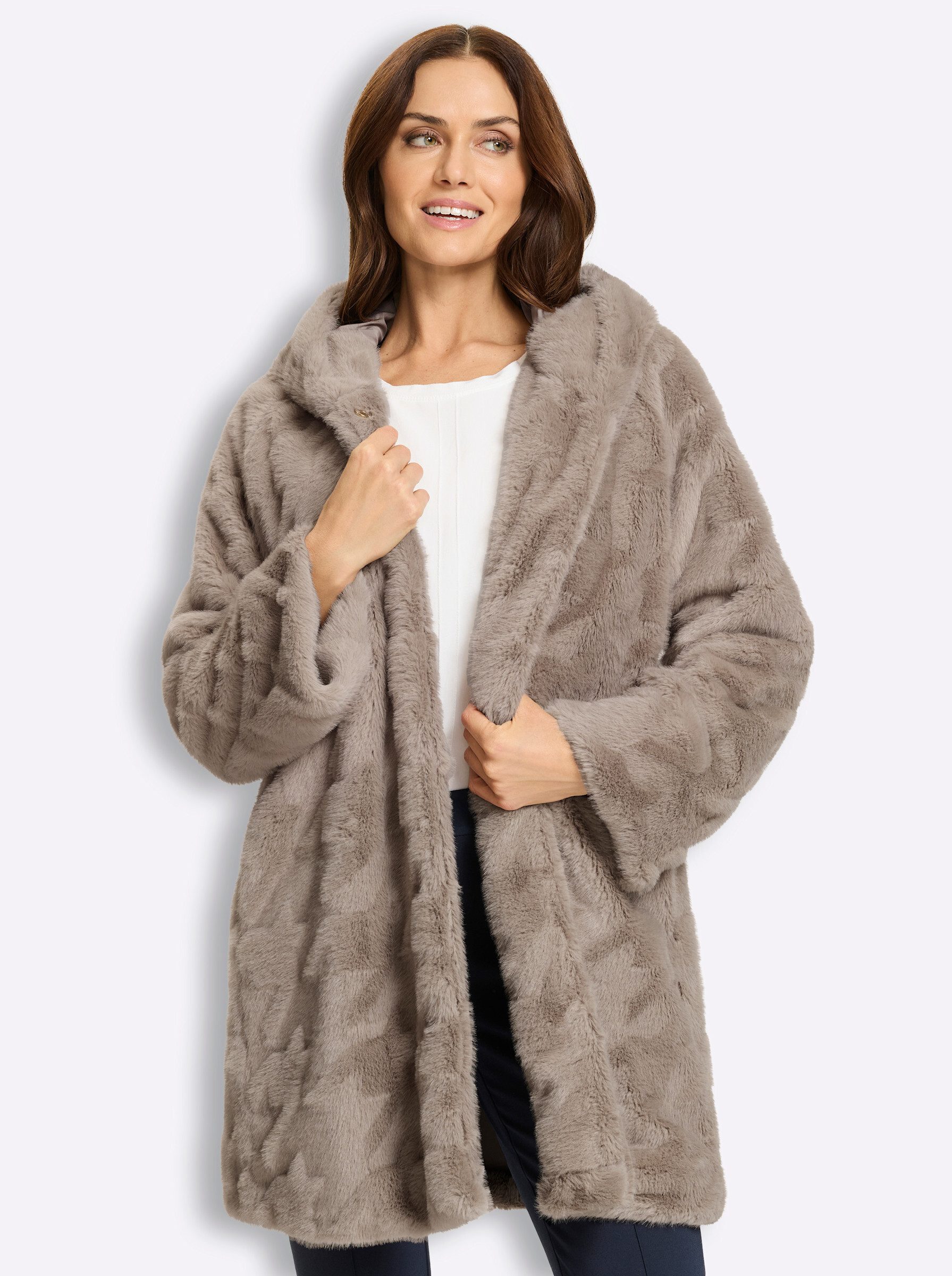 heine Allwetterjacke Pelzimitat-Jacke Langarm