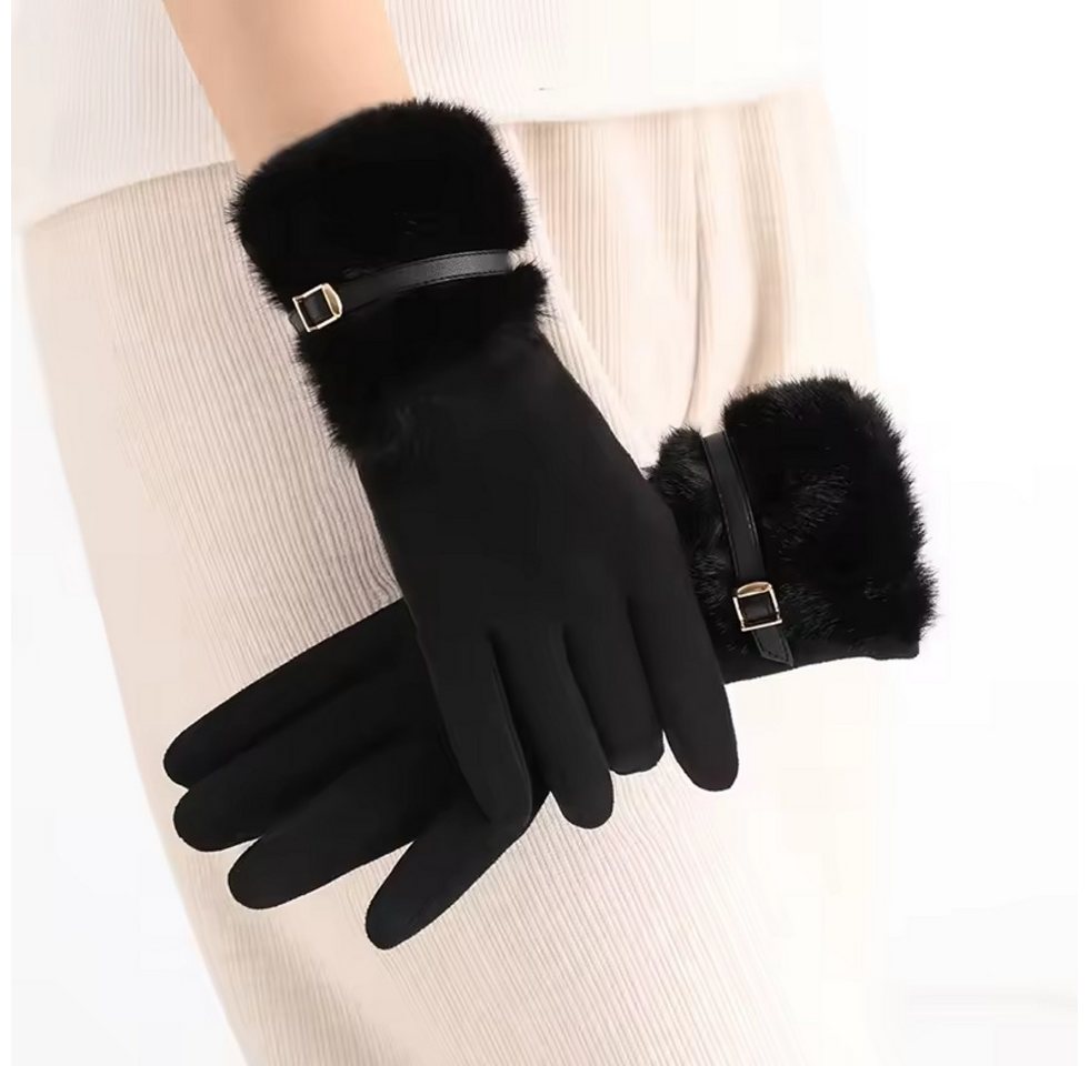 Montegoni Baumwollhandschuhe Damen Winterhandschuhe mit Fleecefutter– Warm, Winddicht (Packung) Ideal für einen stilvollen und eleganten Look