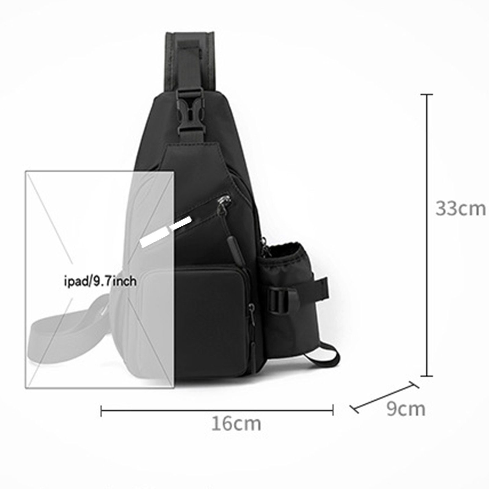 black Wasserflaschentasche, Mit Blusmart Multifunktionaler Sporttasche Herren-Brusttasche