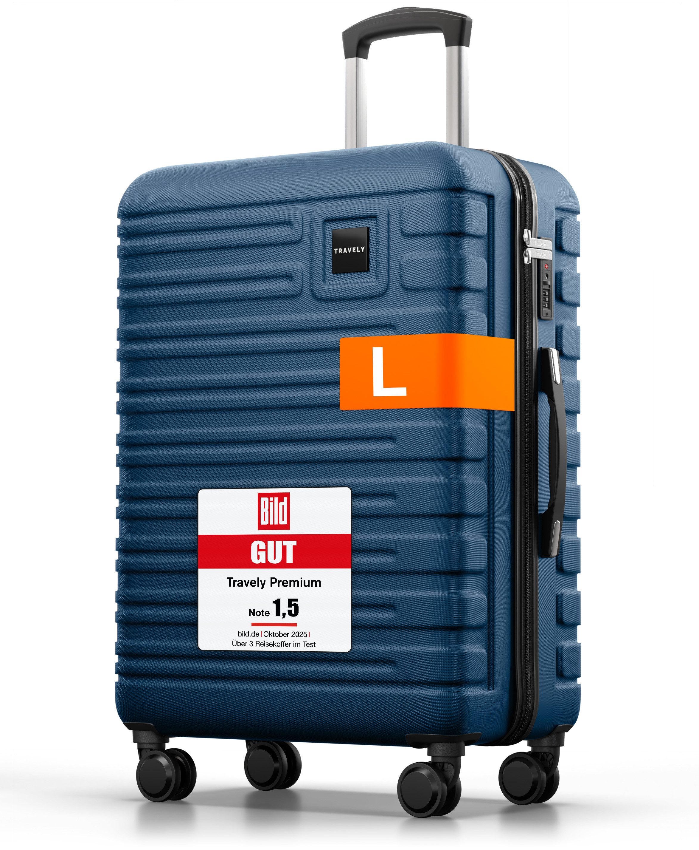 Travely Koffer Polycarbonat Koffer L 67cm - Reisekoffer, Hartschalenkoffer, Trol
