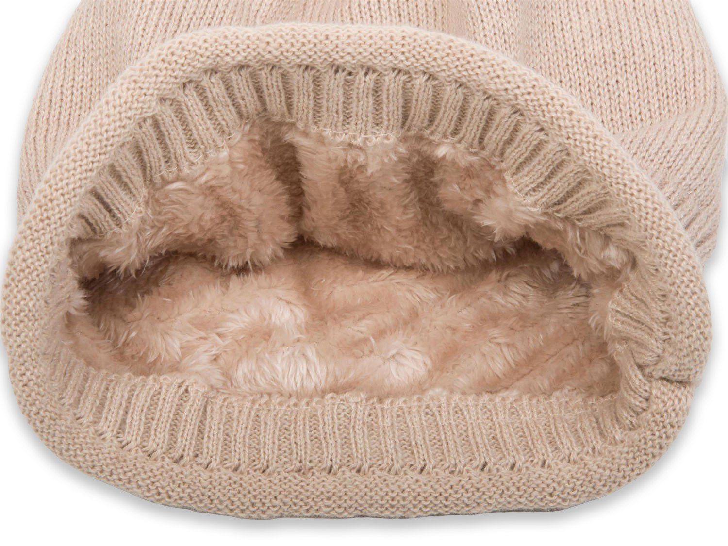 styleBREAKER Strickmütze Feinstrick Beanie mit Teddyfleece (1-St) – Bild 2 von 5