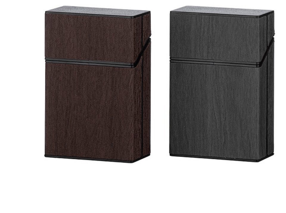 meytrade Etui Klickbox, Aufbewahrung für Zigaretten in Holzoptik 2er Set, sauber und sicher für unterwegs