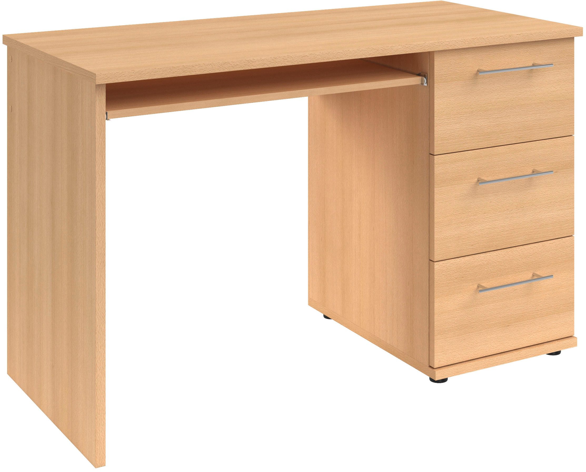 VOGL Möbelfabrik Schreibtisch Tobi, wahlweise mit 3 Schubkästen oder 1 Schubkasten/1 Tür, optional mit Tastaturauszug, Breite 115 cm