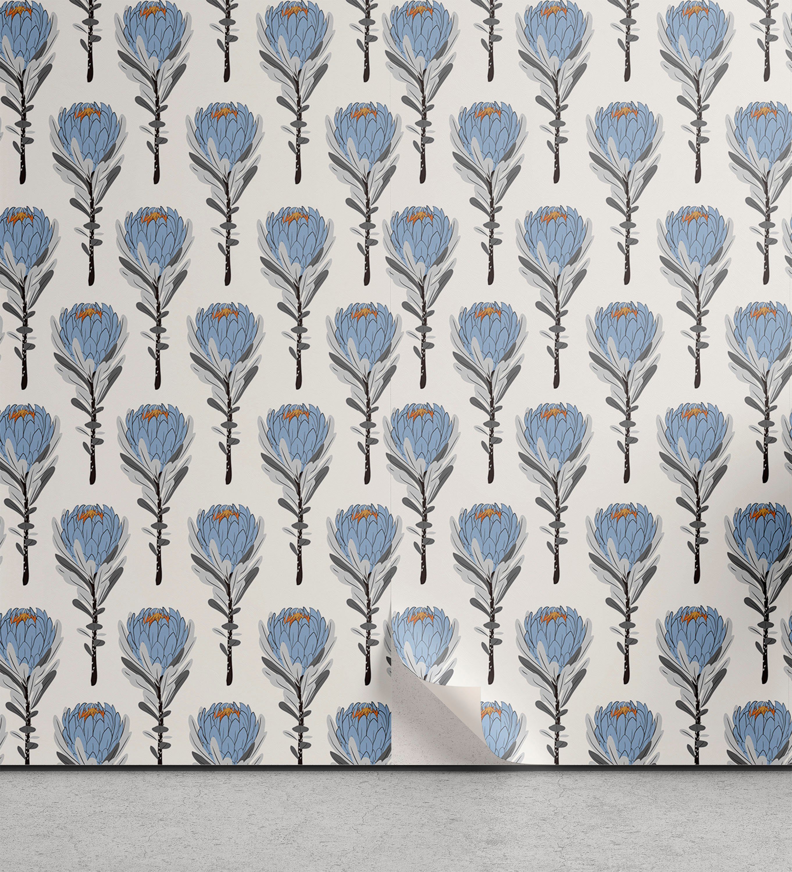 Protea-Blumen-Muster Abakuhaus Dusty Blau Küchenakzent, Wohnzimmer selbstklebendes Vinyltapete