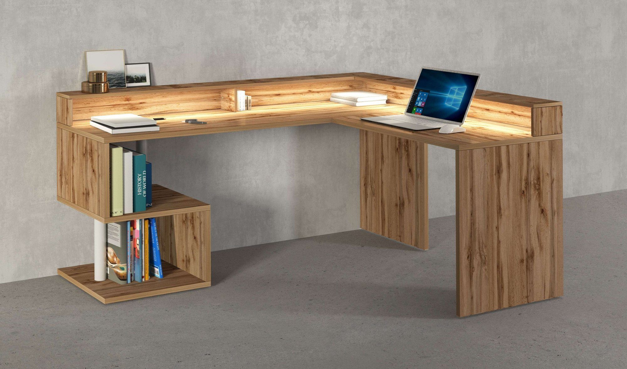 Home affaire Eckschreibtisch Esse, Schreibtisch im modernen Design, mit oder ohne Monitoraufsatz Breite 180/160 cm, "Made in Italy"