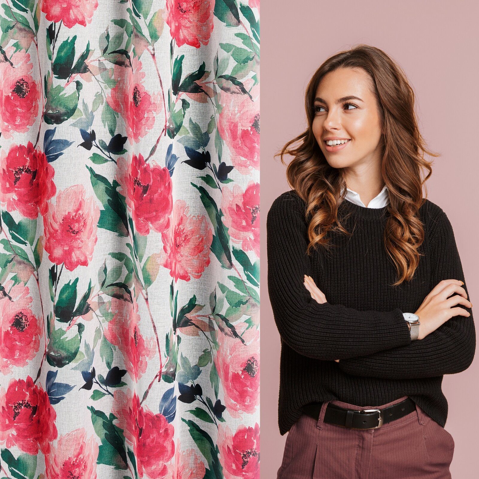 Eurofirany Gardine Landhaus Gardinen mit Blumenmuster günstig online kaufen